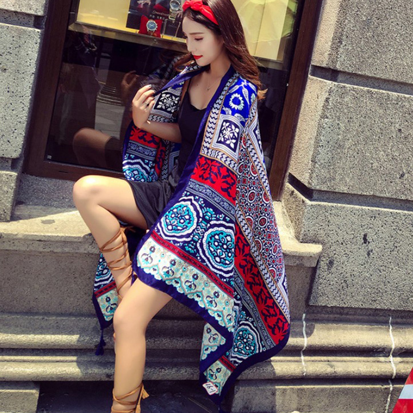 Anna-Kaci Vintage Oversized Scarf Lightweight Versatile Wrap for Beach Travel and Everyday Styling - 70.9IN¡Á35.4IN