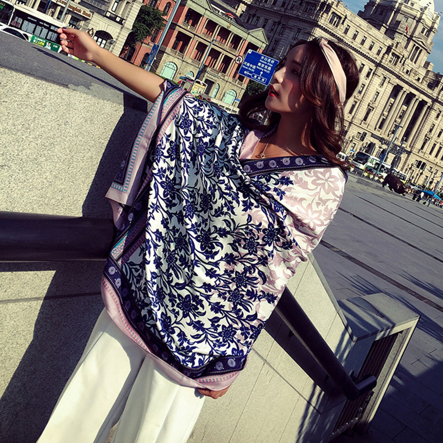 Anna-Kaci Vintage Oversized Scarf Lightweight Versatile Wrap for Beach Travel and Everyday Styling - 70.9IN¡Á35.4IN