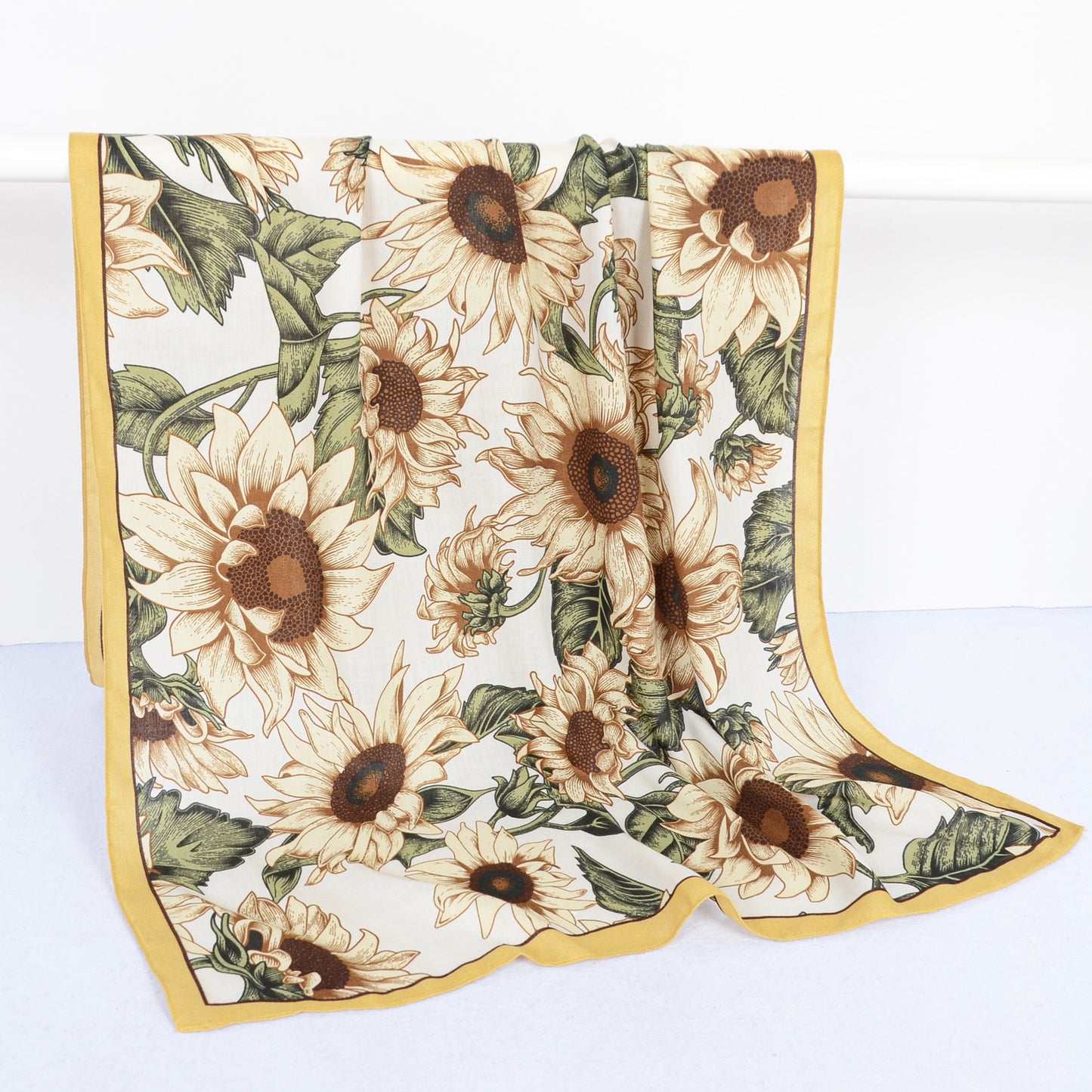 Anna-Kaci Sunflower Print Velvet Feel Autumn Winter Scarf with Warm Soft Texture - 71IN¡Á27N