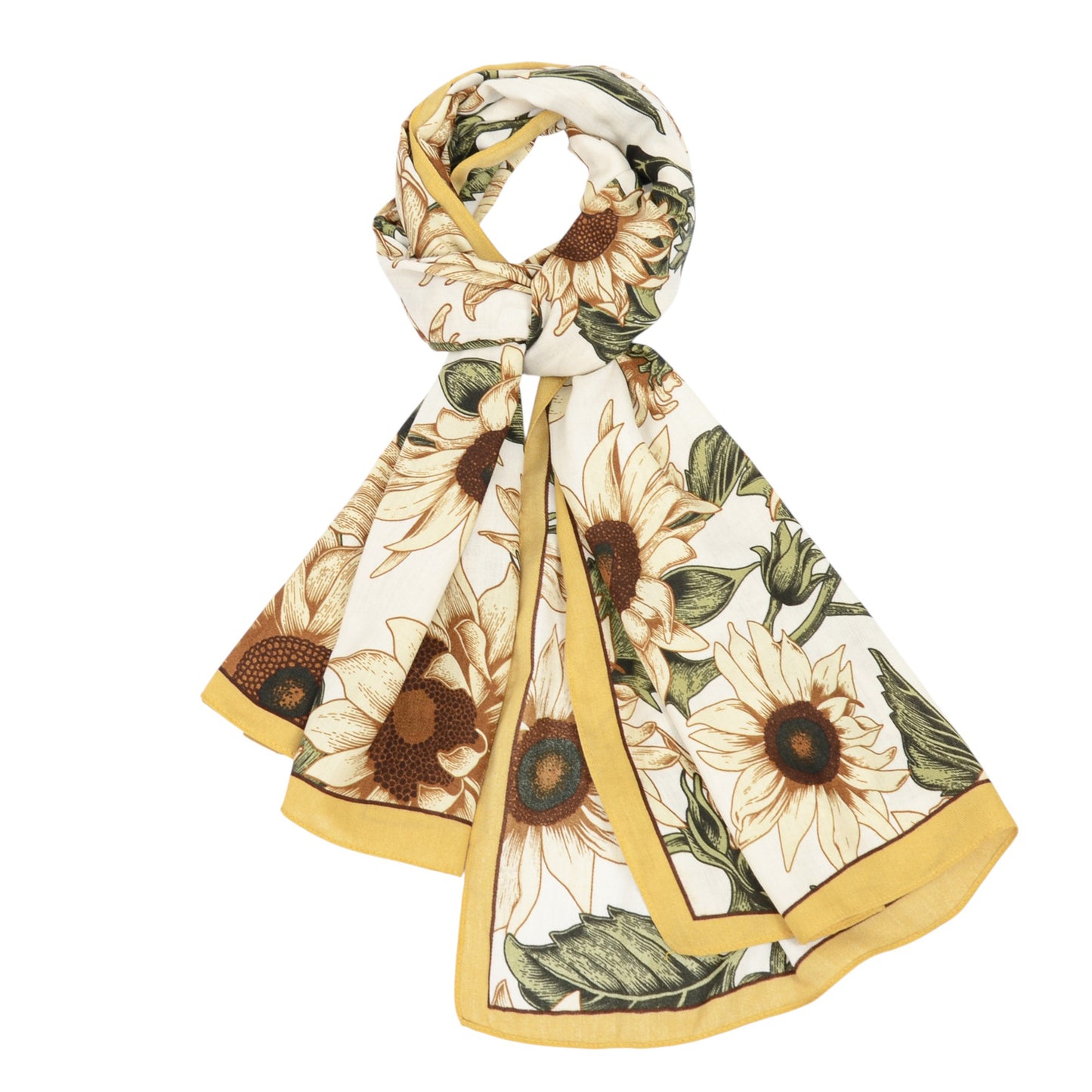 Anna-Kaci Sunflower Print Velvet Feel Autumn Winter Scarf with Warm Soft Texture - 71IN¡Á27N