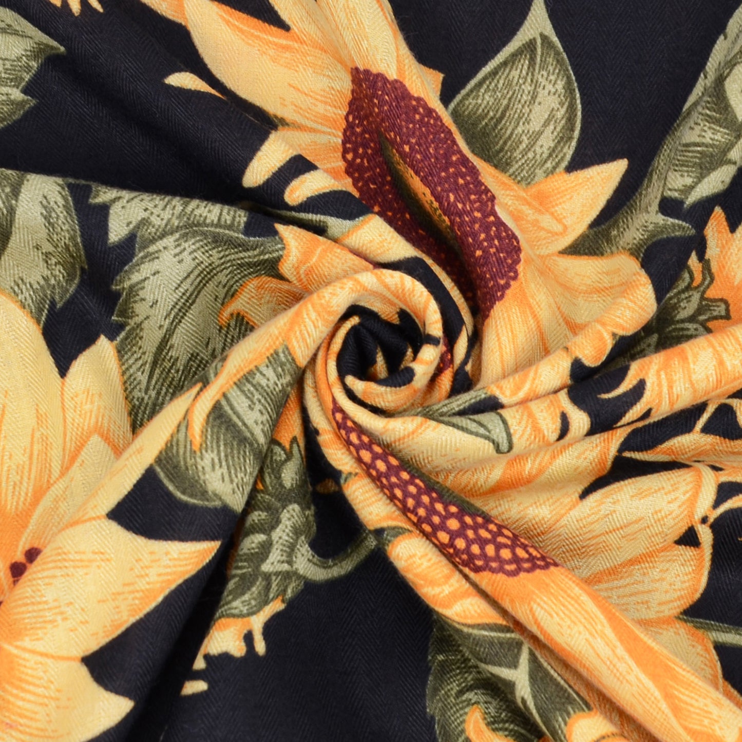 Anna-Kaci Sunflower Print Velvet Feel Autumn Winter Scarf with Warm Soft Texture - 71IN¡Á27N
