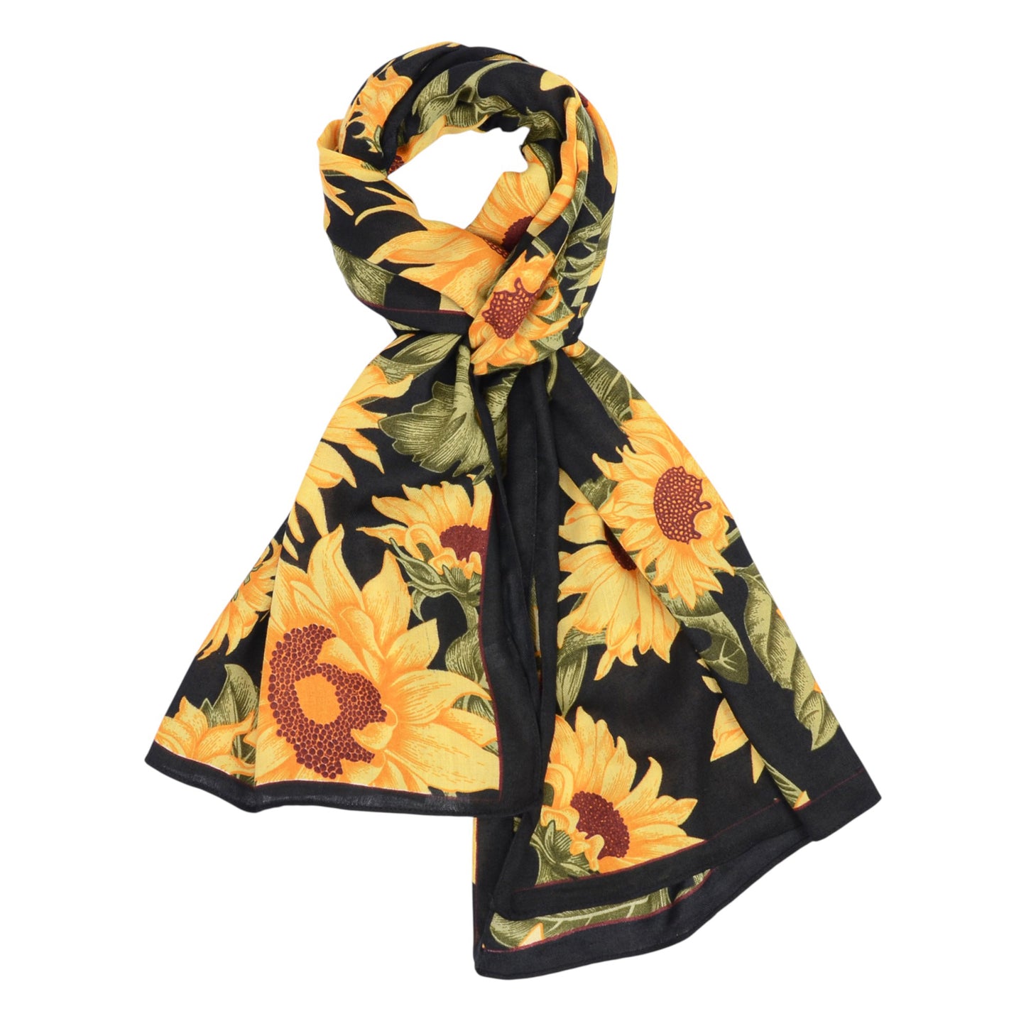 Anna-Kaci Sunflower Print Velvet Feel Autumn Winter Scarf with Warm Soft Texture - 71IN¡Á27N