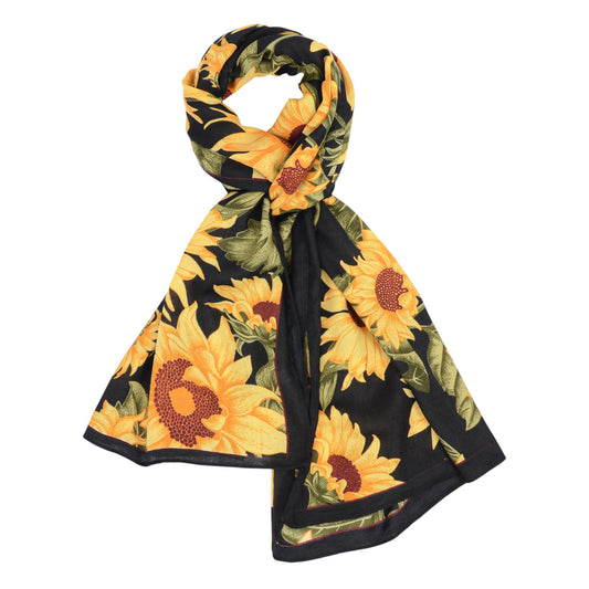 Anna-Kaci Sunflower Print Velvet Feel Autumn Winter Scarf with Warm Soft Texture - 71IN¡Á27N
