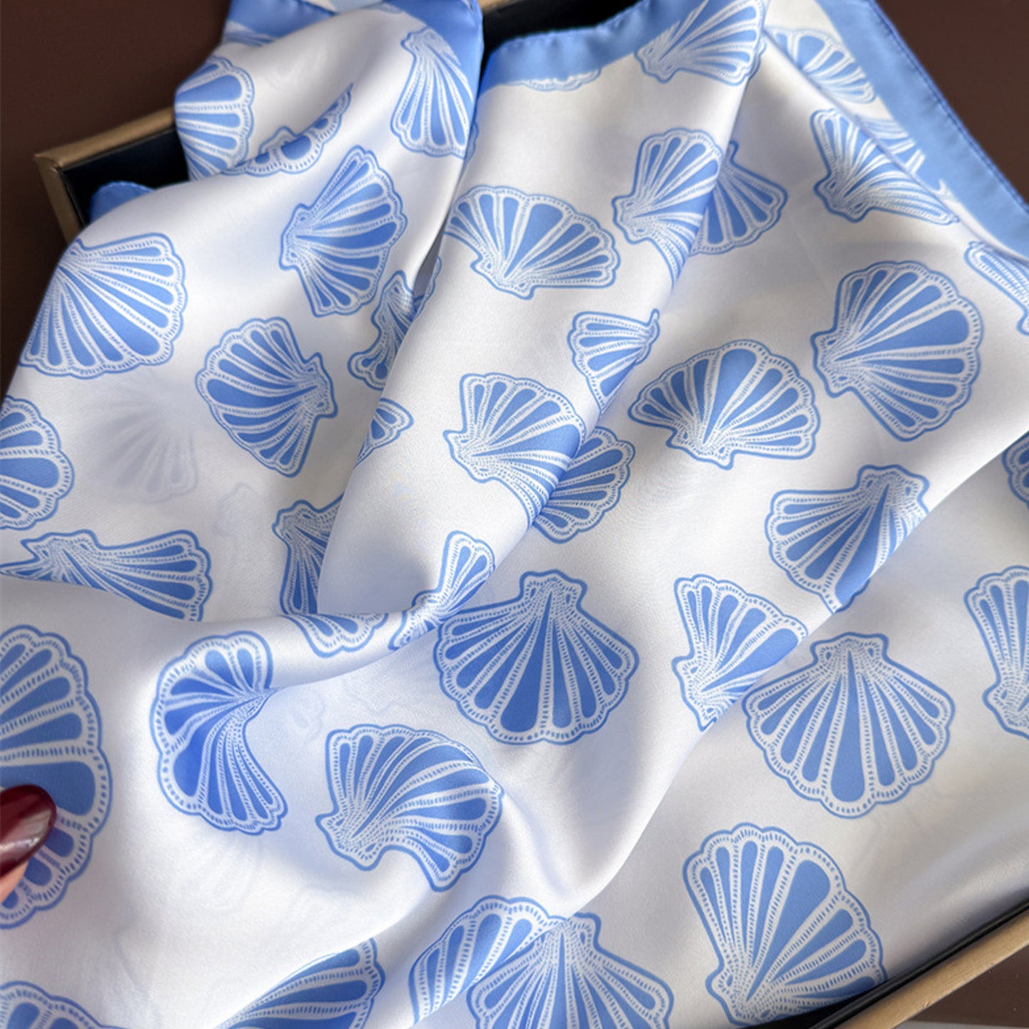 Anna-Kaci Luxury Satin Shell Print Scarf for Various Occasion 27¡Á27 Inches