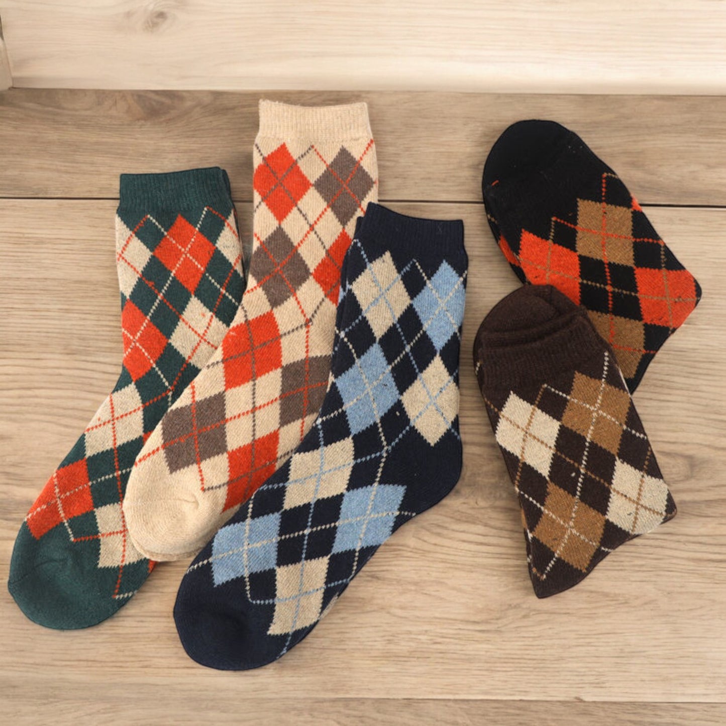 Alilang Women's 5-Pack Assorted Patterned Thick Knit Socks with Plaid and Holiday Prints