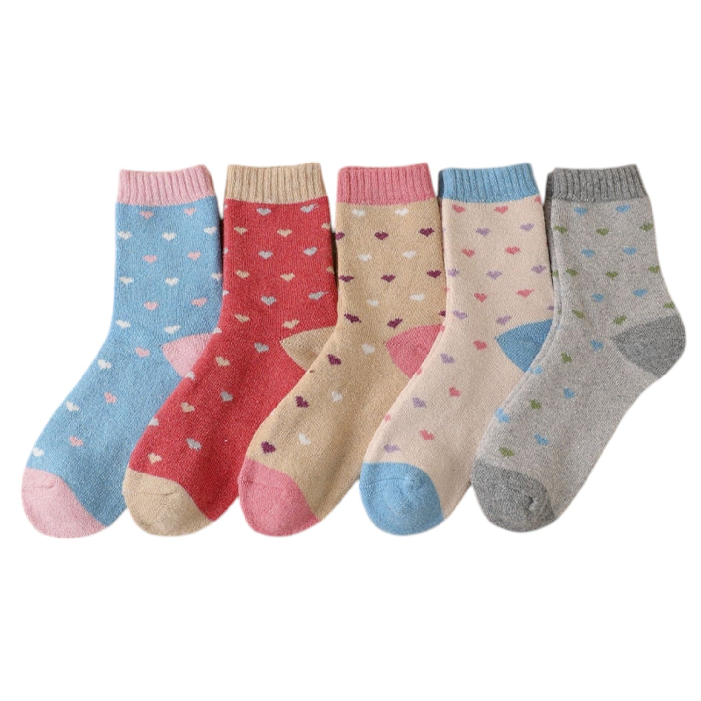 Alilang Women's 5-Pack Assorted Patterned Thick Knit Socks with Plaid and Holiday Prints