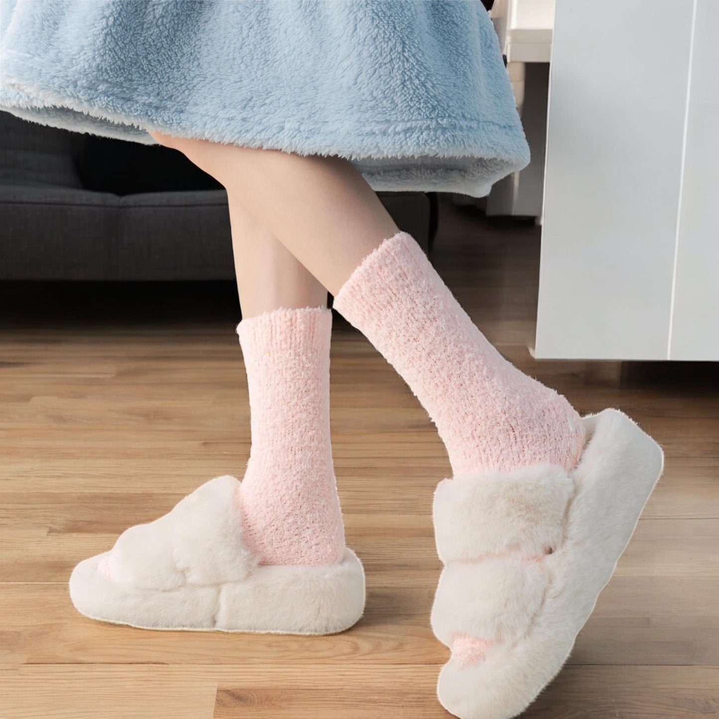 Alilang Women's 3-Pack Anti-Slip Fuzzy Grip Socks for Cozy Indoor Comfort