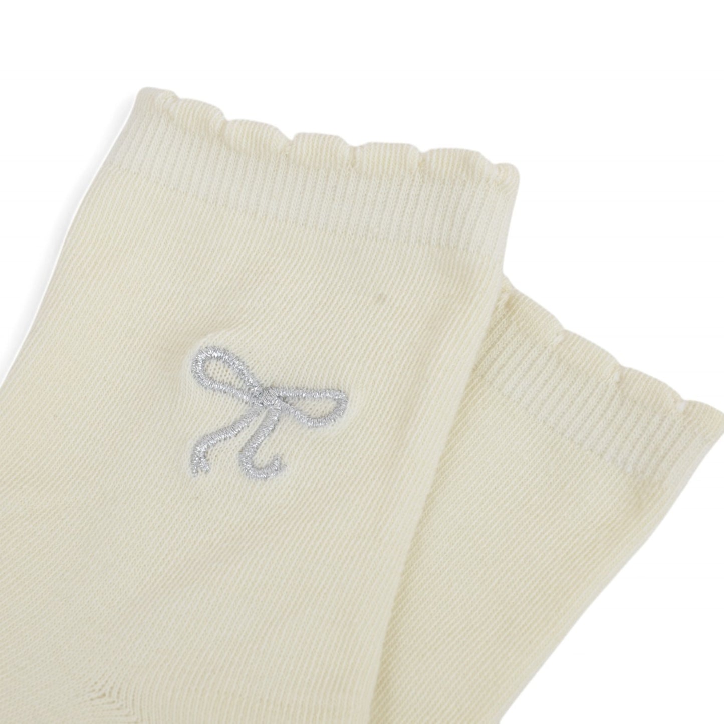 Women's 3-Pack Soft Knit Ankle Socks with Scalloped Trim and Embroidered Bow Detail