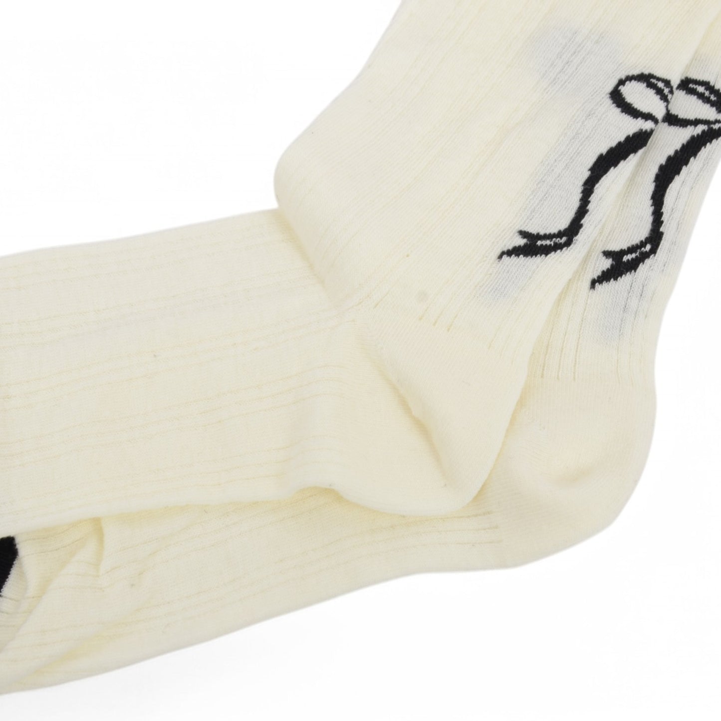 Women's 2-Pack Bow Pattern Crew Socks with Scalloped Trim and Contrast Details