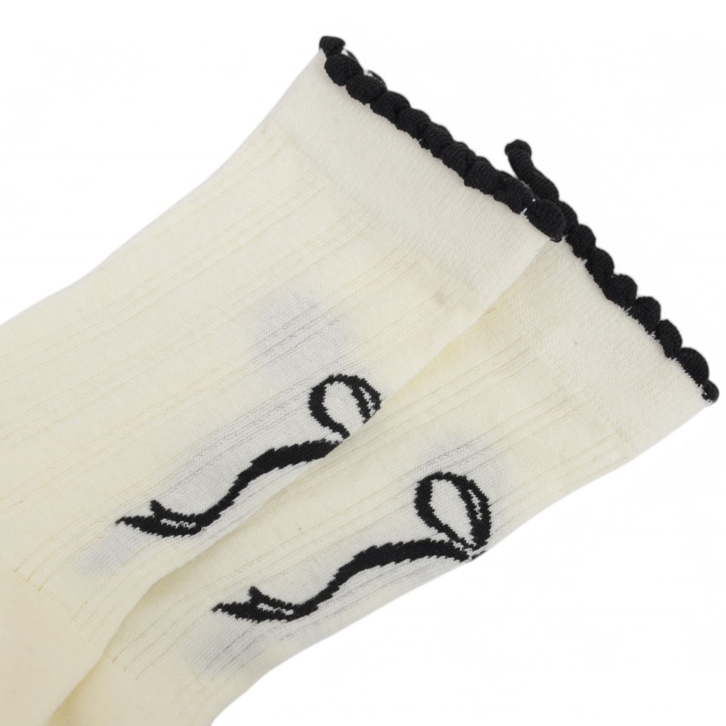 Women's 2-Pack Bow Pattern Crew Socks with Scalloped Trim and Contrast Details