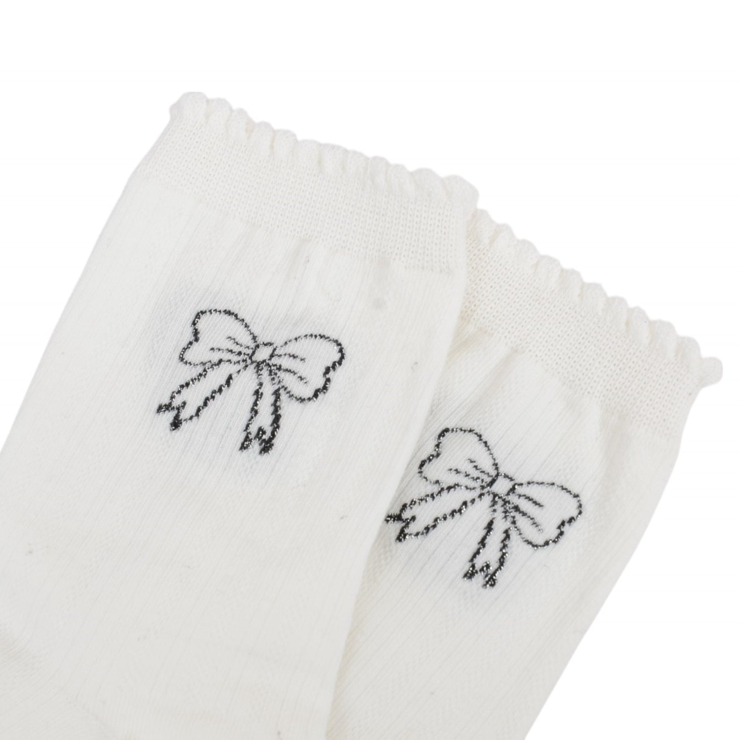 Women's 3-Pack Bow Embroidery Crew Socks with Scalloped Trim and Soft Knit Fabric