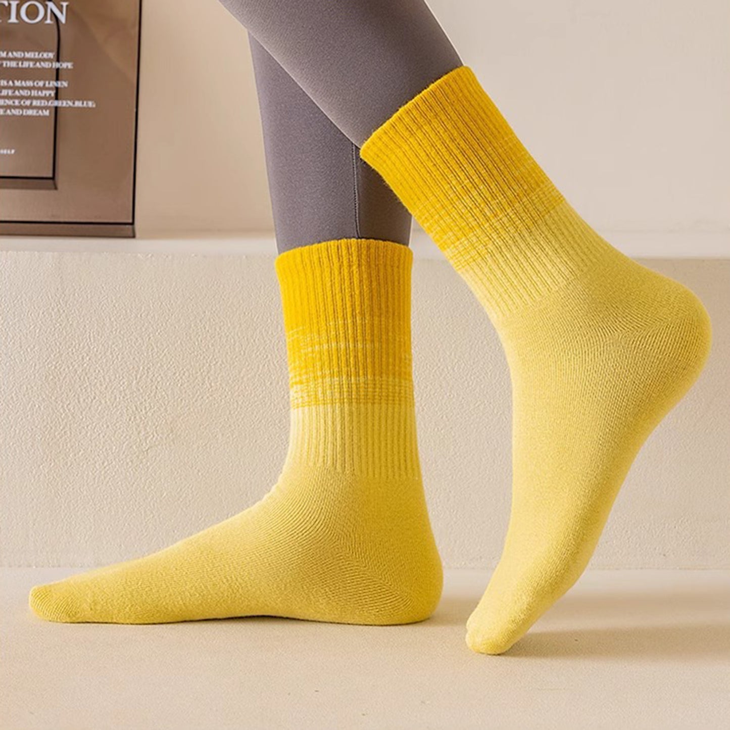 Anna-Kaci Women's Gradient Crew Socks 3-Pack Soft Stretch Knit Comfortable Stylish Everyday Wear