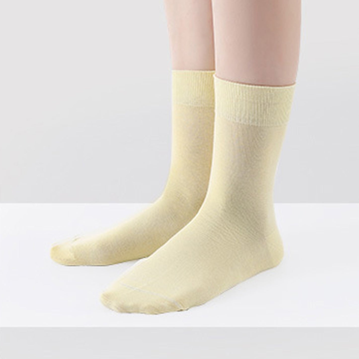 Anna-Kaci Women's Solid Crew Socks 2-Pack Soft Stretch Knit Comfortable Lightweight Everyday Fit