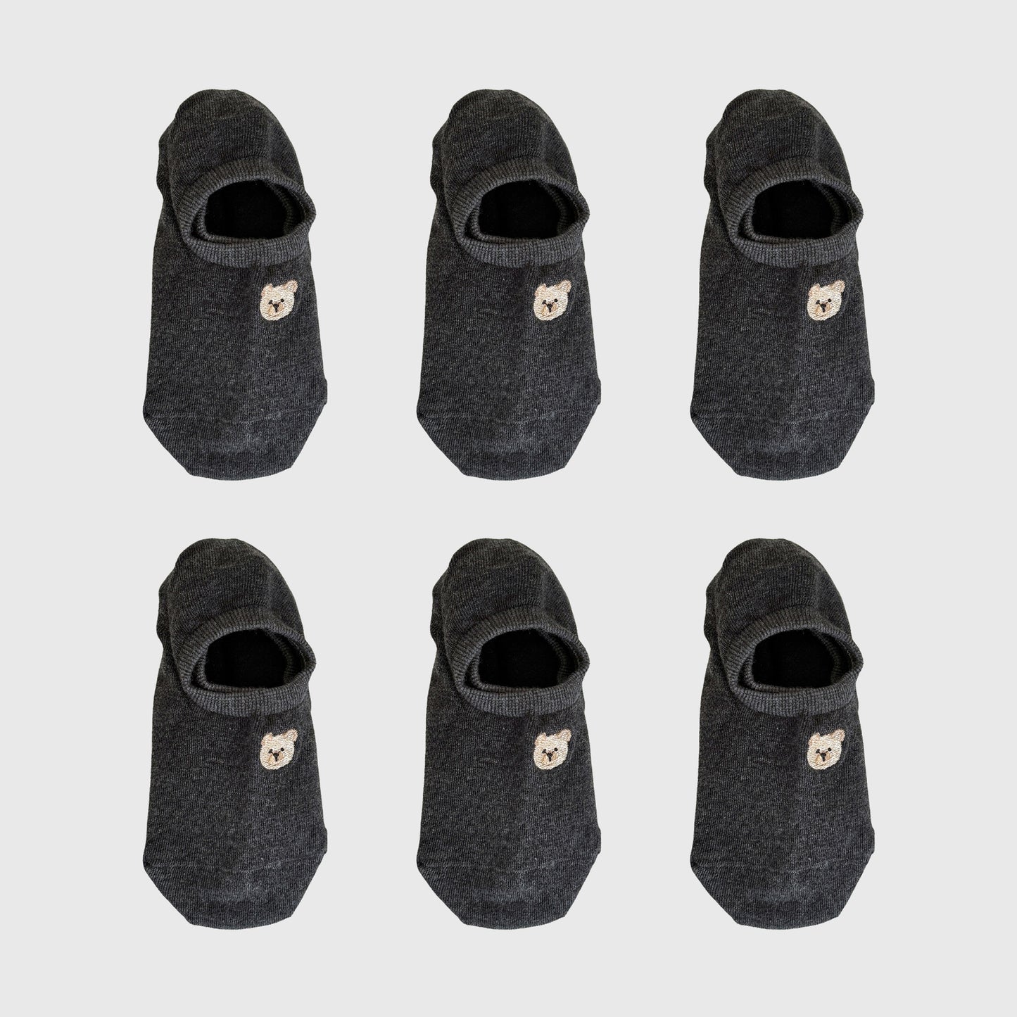 Anna-Kaci Women's 6pk Cute Bear Embroidered No-Show Socks