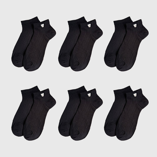 Anna-Kaci Cute Bear-Embroidered Striped Ankle Socks 6Pk