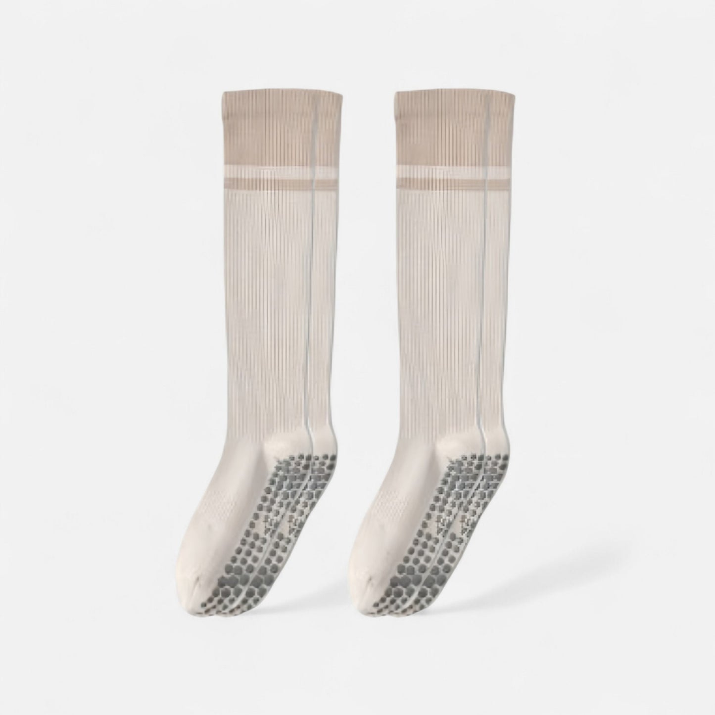 Anna-Kaci Women's 2-Pack Knee High Grip Socks with Ribbed Texture and Anti-Slip Soles for Studio Workouts