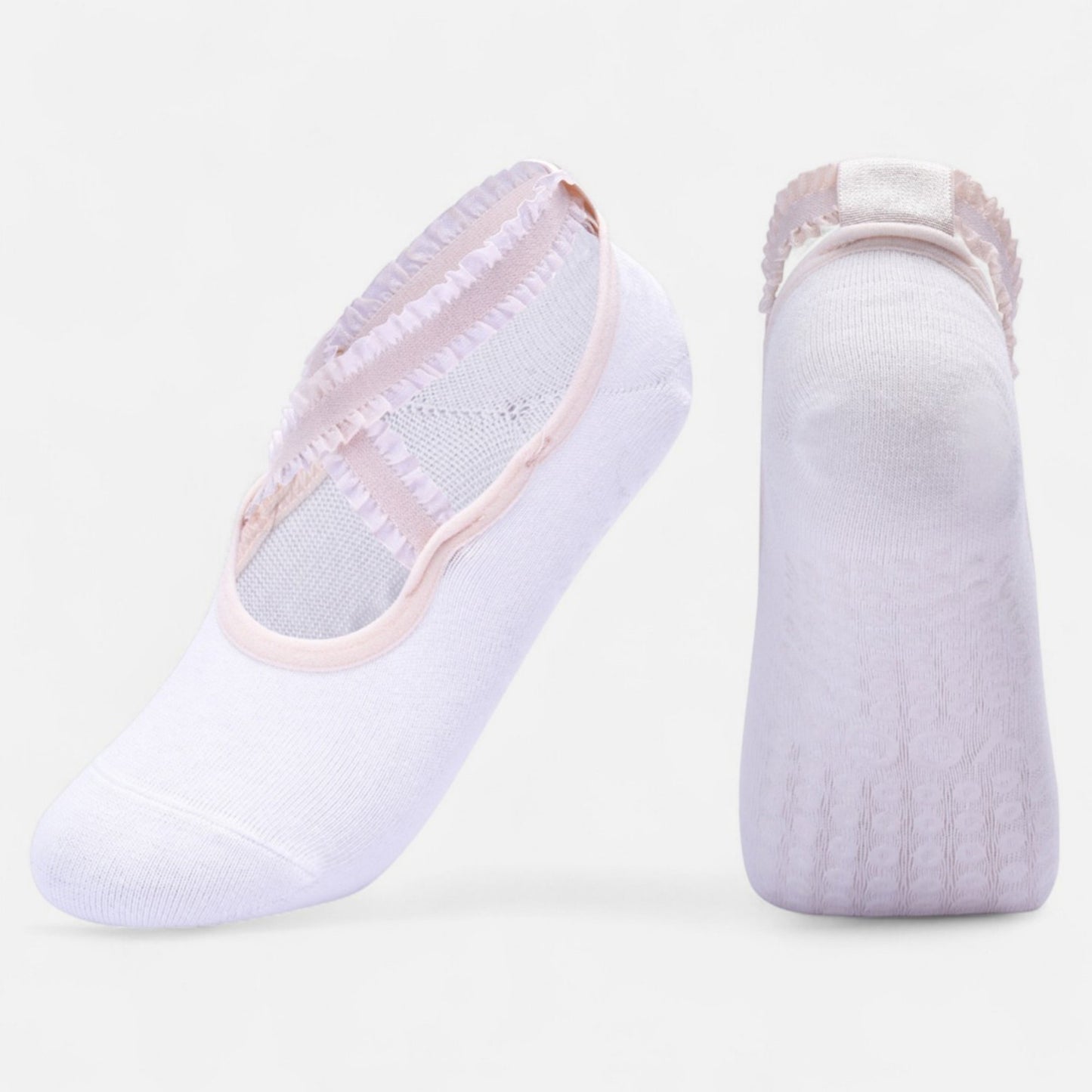 Anna-Kaci Women's 2-Pack Ballet Style Grip Socks with Crisscross Elastic Straps and Non-Slip Soles for Yoga or Pilates