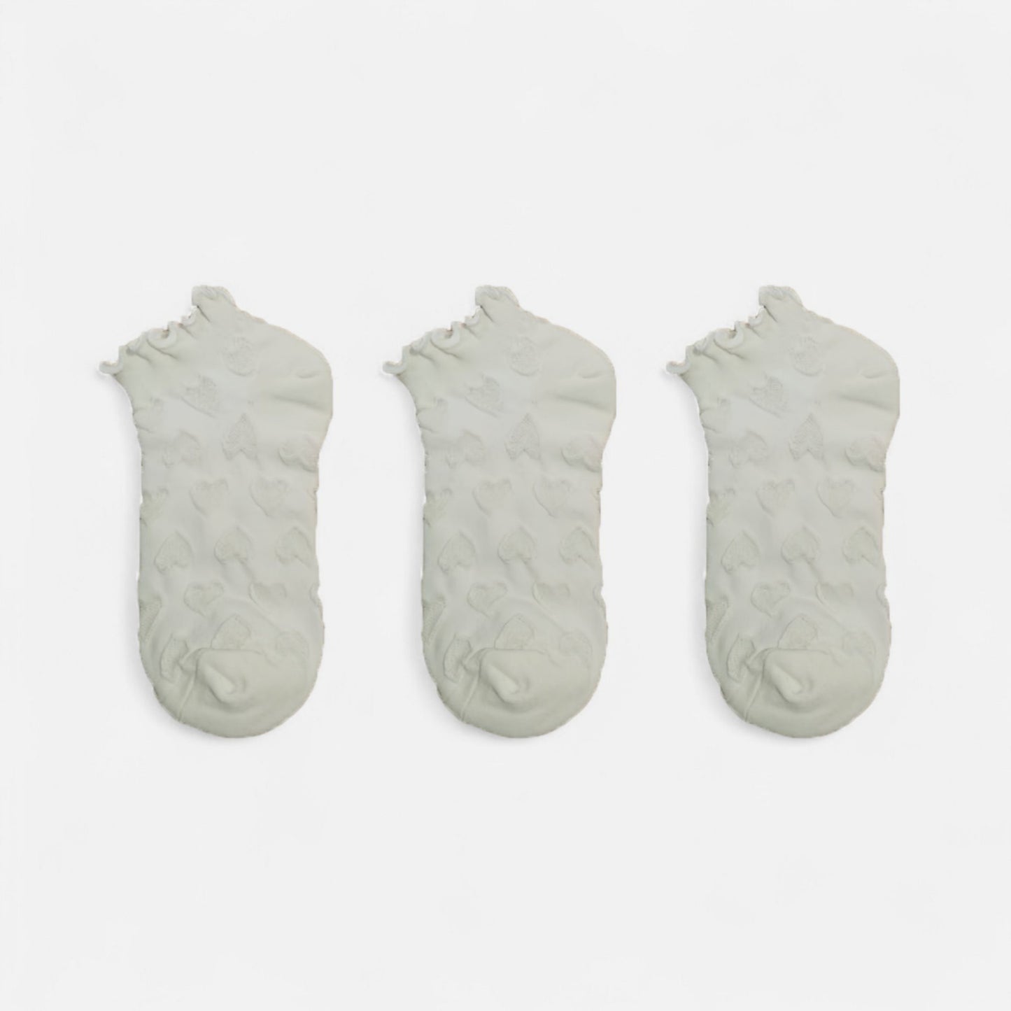 Anna-Kaci Women's 3-Pack Heart Knit Ankle Socks with Ruffle Trim and Soft Stretchy Fabric