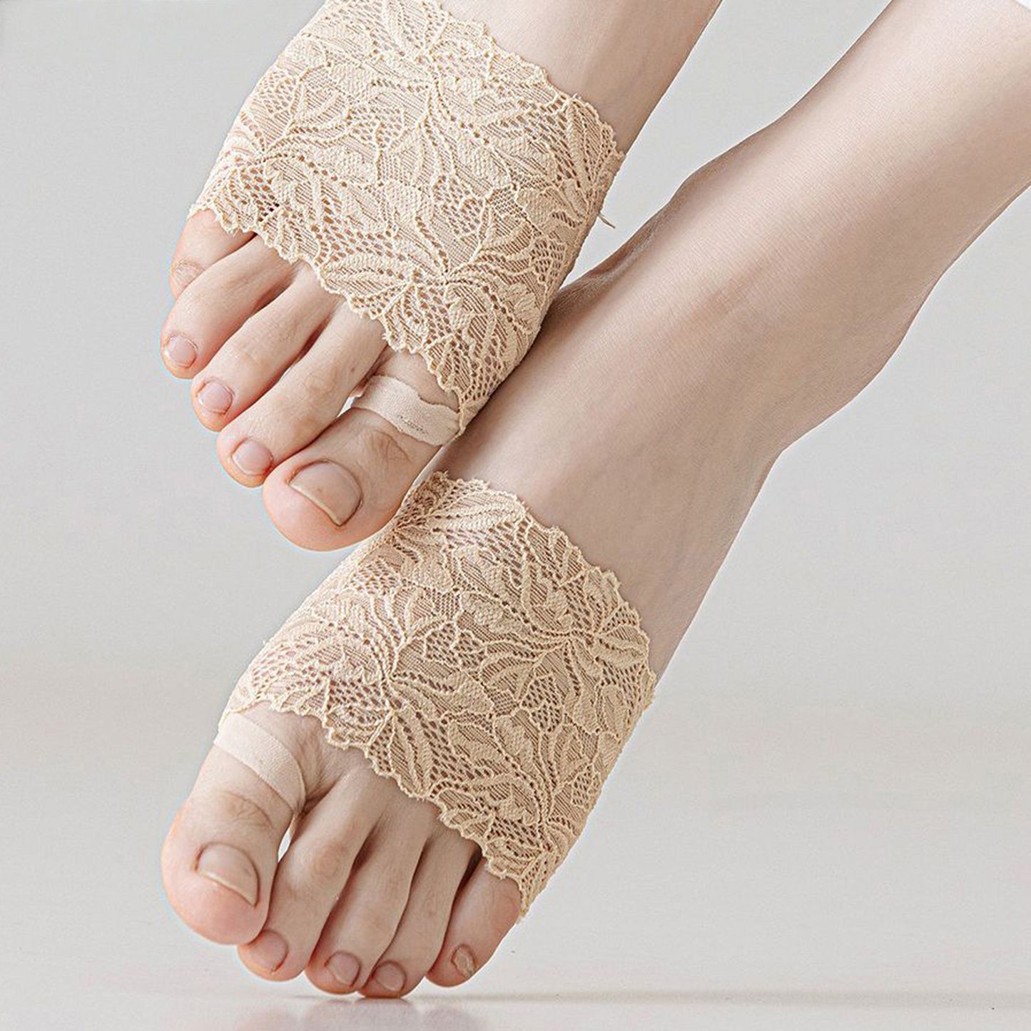 Anna-Kaci 5 Pairs Women's Floral Lace No Show Socks Low Cut Stretch Liner with Elegant Scalloped Trim Invisible Design for Flats and Loafers
