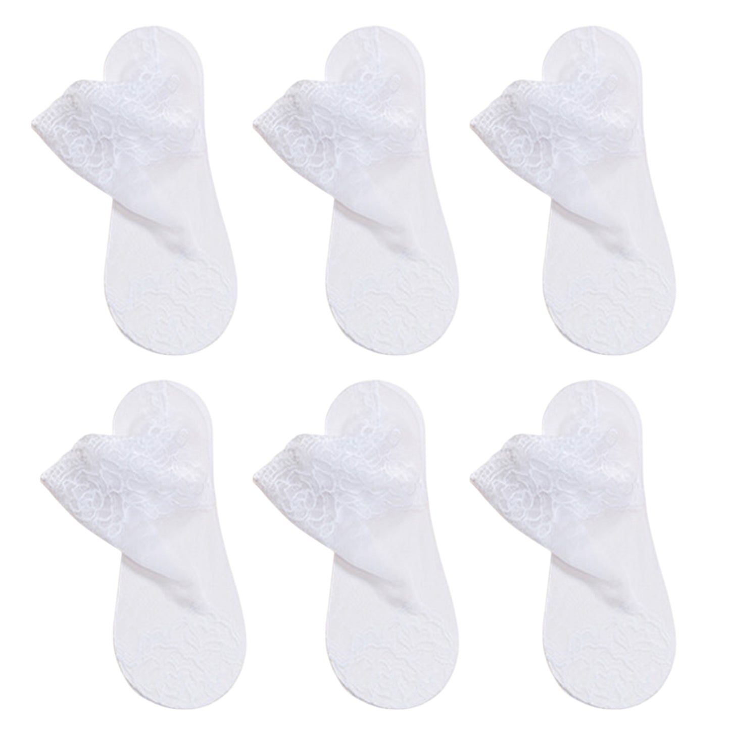 Anna-Kaci 6 Pairs Women's Floral Lace No Show Socks Lightweight Low Cut Sheer Liner with Silicone Heel Grip Elegant Invisible Design for Flats
