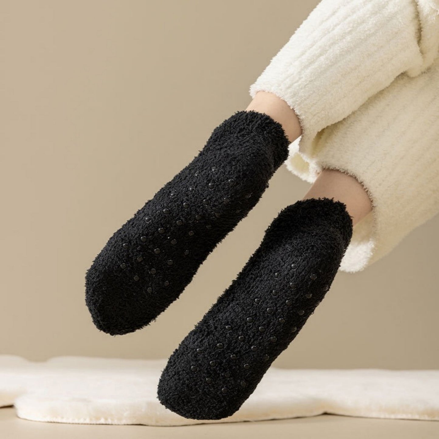 Anna-Kaci Women's 3-Pack Non-Slip Plush Fuzzy Ankle Socks with Grips and Soft Cozy Texture