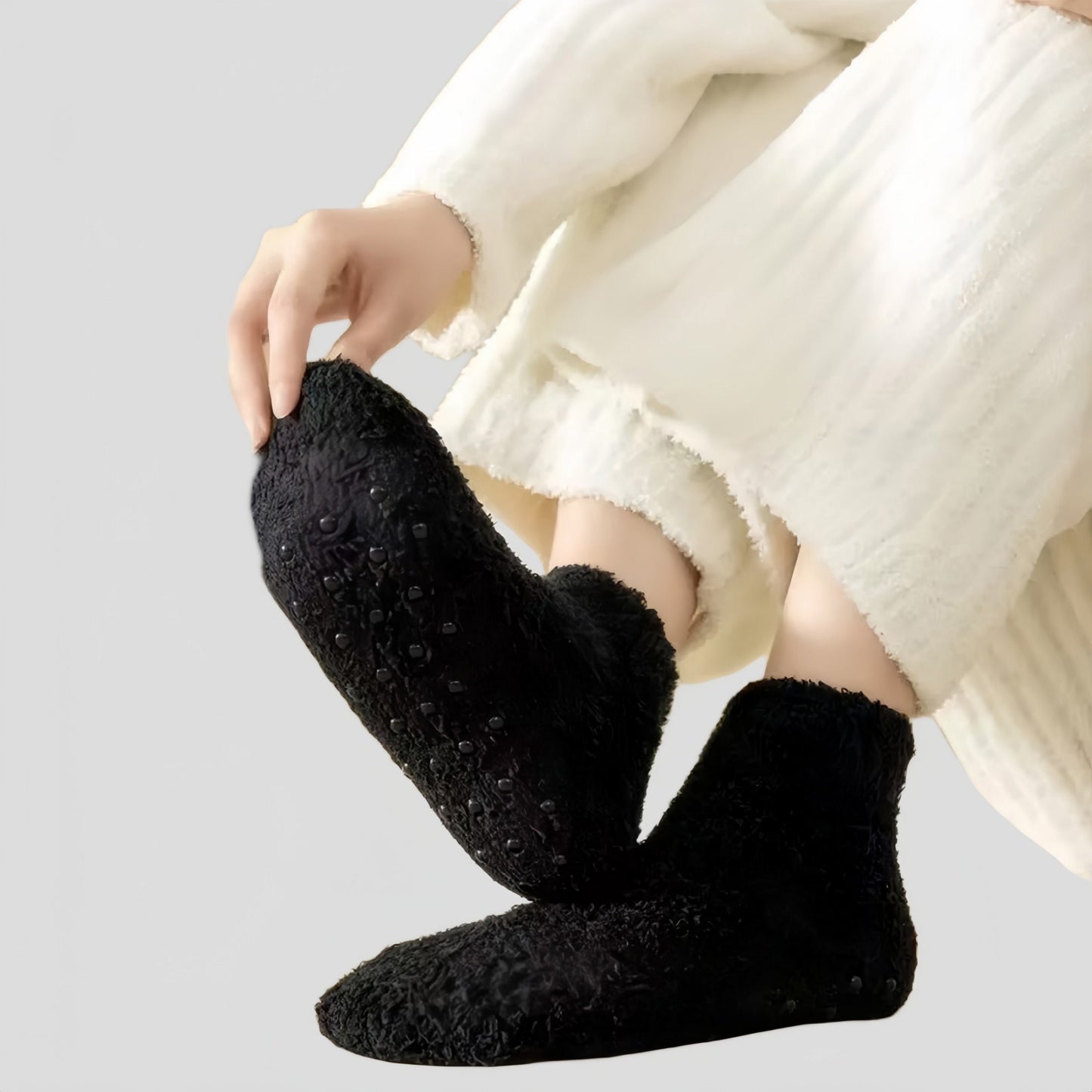 Anna-Kaci Women's 3-Pack Non-Slip Plush Fuzzy Ankle Socks with Grips and Soft Cozy Texture