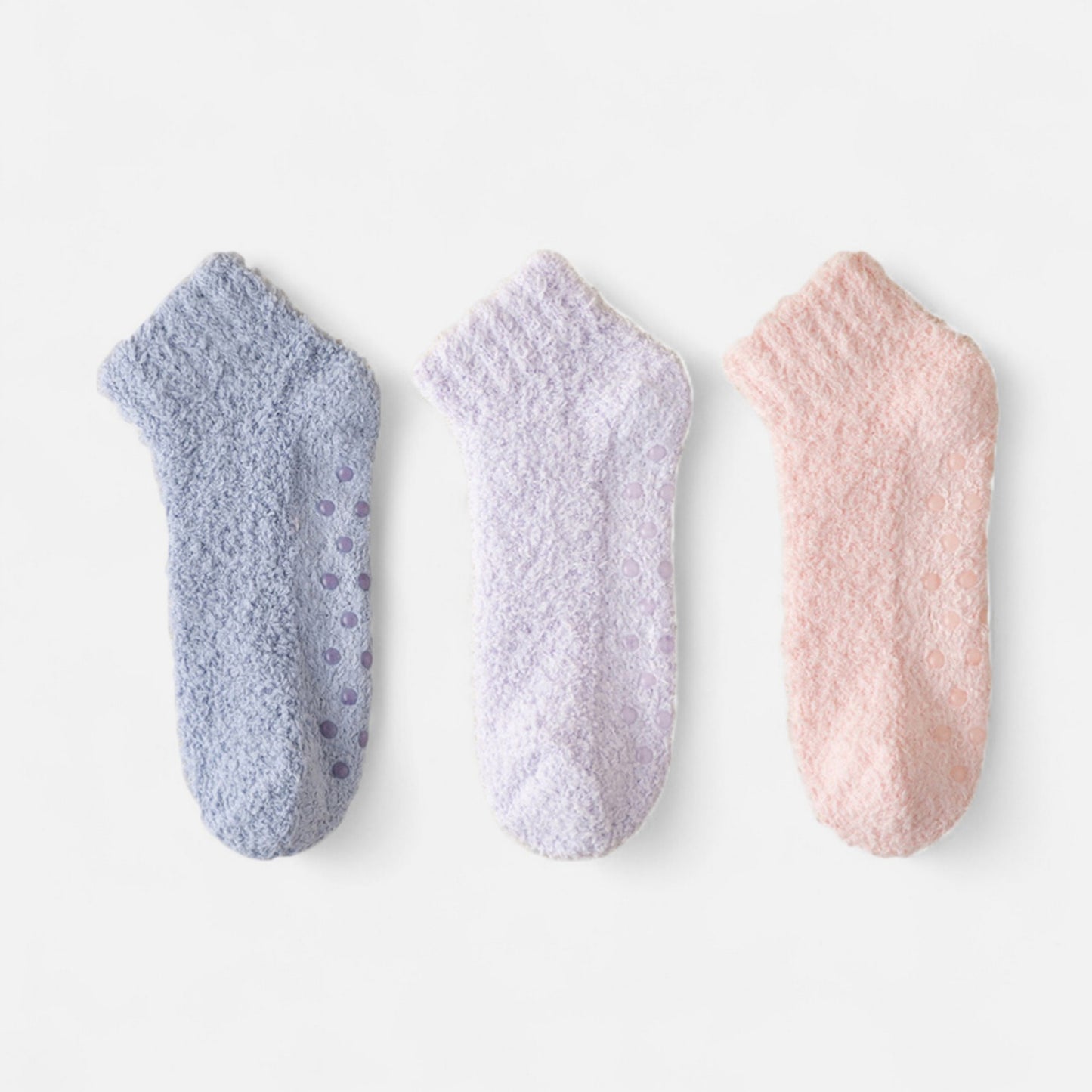 Anna-Kaci Women's 3-Pack Non-Slip Plush Fuzzy Ankle Socks with Grips and Soft Cozy Texture