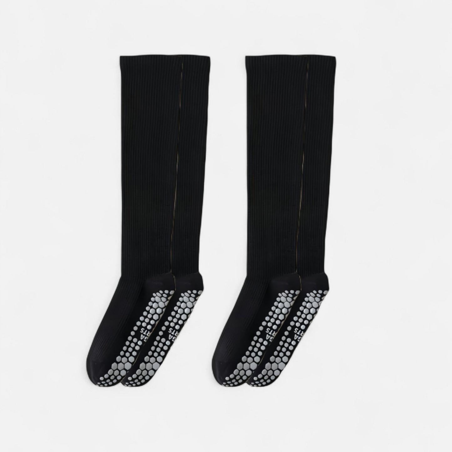 Anna-Kaci Women's 2-Pack Long Ribbed Non-Slip Socks with Grip Soles for Indoor Comfort and Support
