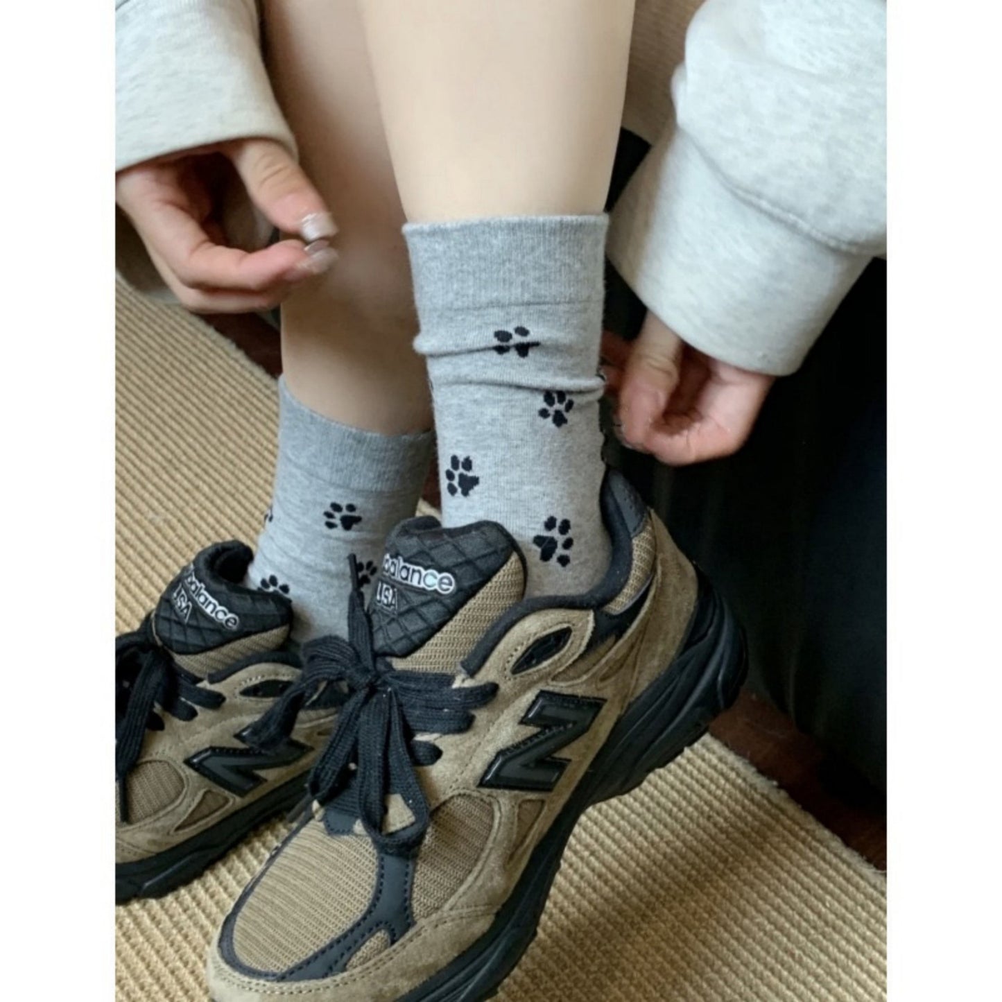 Anna-Kaci Women's 3-Pack Crew Socks with Allover Paw Print Pattern Soft Stretch Casual Sock Set