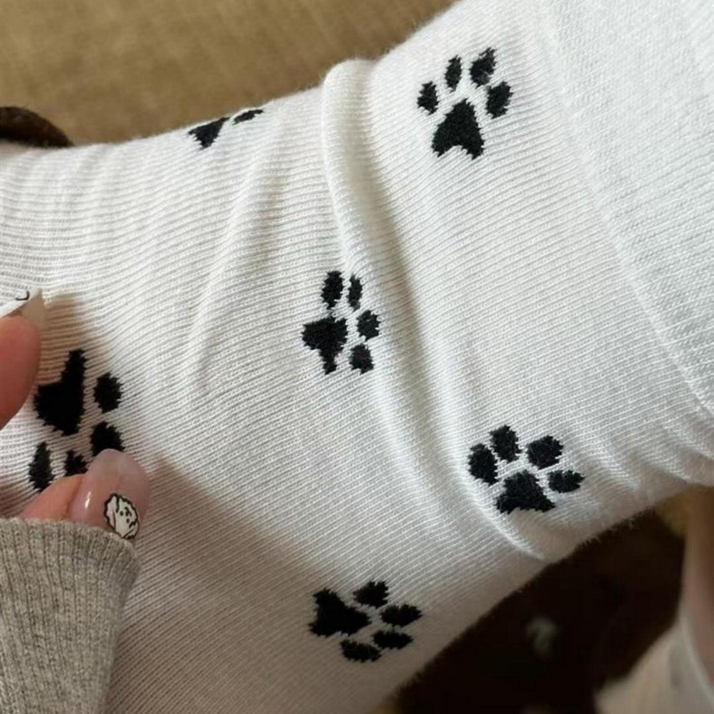 Anna-Kaci Women's 3-Pack Crew Socks with Allover Paw Print Pattern Soft Stretch Casual Sock Set