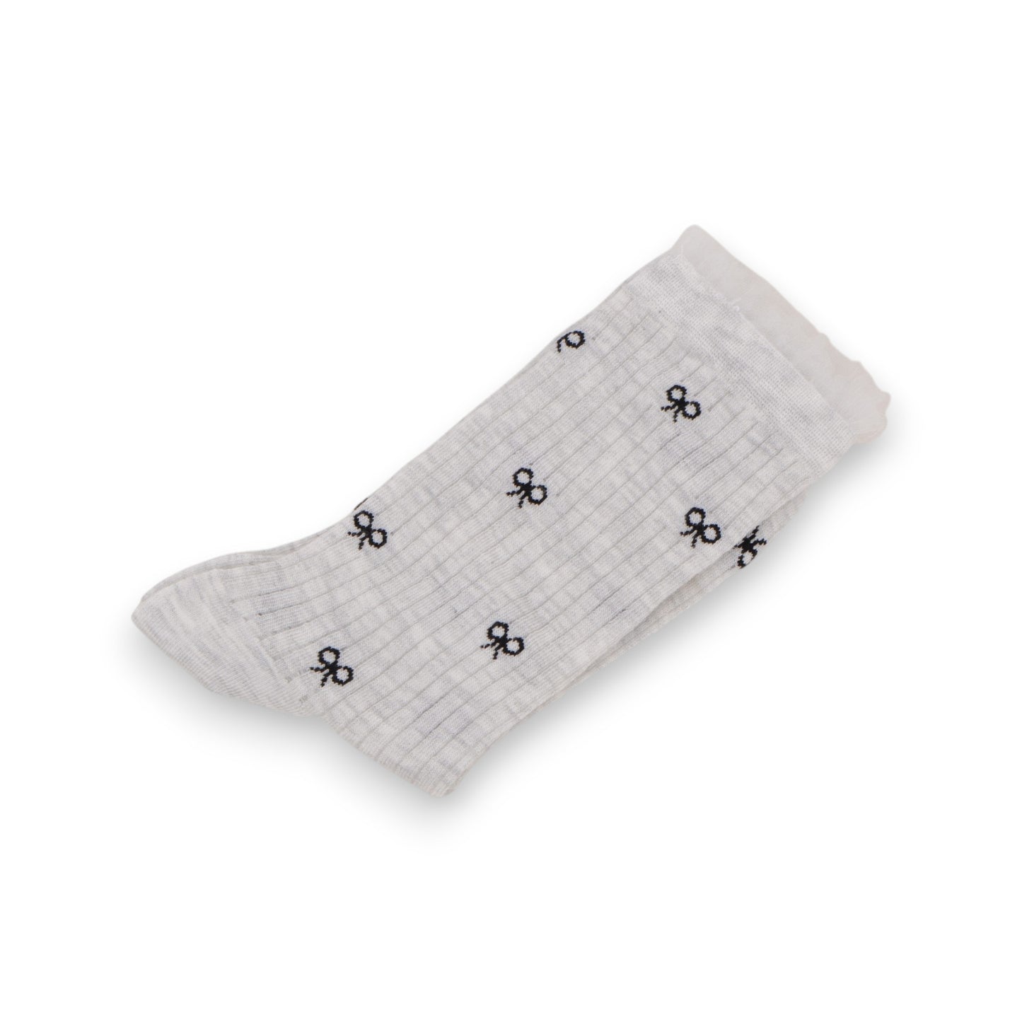 Anna-Kaci 3-Pack Women's Crew Socks with Allover Bow Embroidery and Ribbed Texture