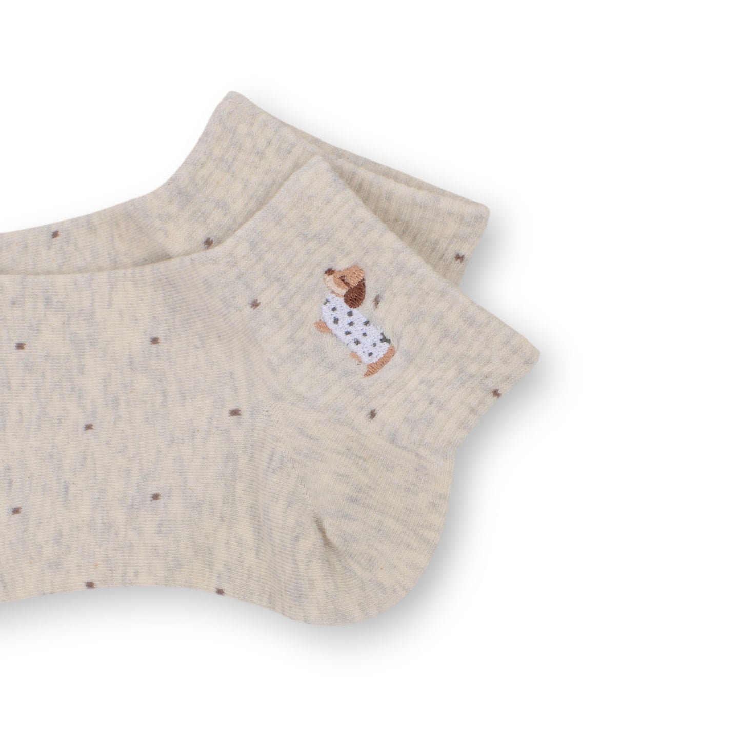 Anna-Kaci 3-Pack Women's Cotton Ankle Socks with Embroidered Dog and Dotted Knit Pattern