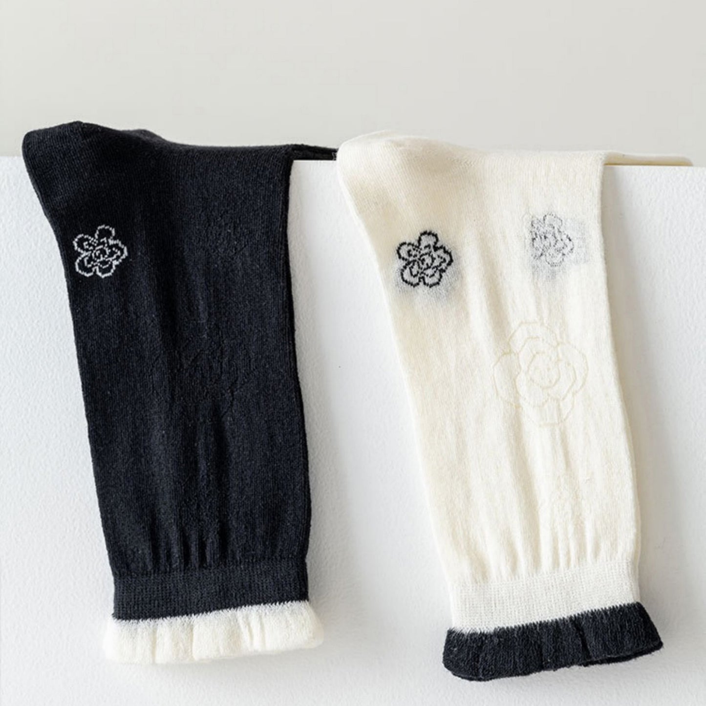 Anna-Kaci Women's 3-Pack Sheer Floral Embroidered Socks with Contrast Ruffle Cuff and Delicate Flower Accents