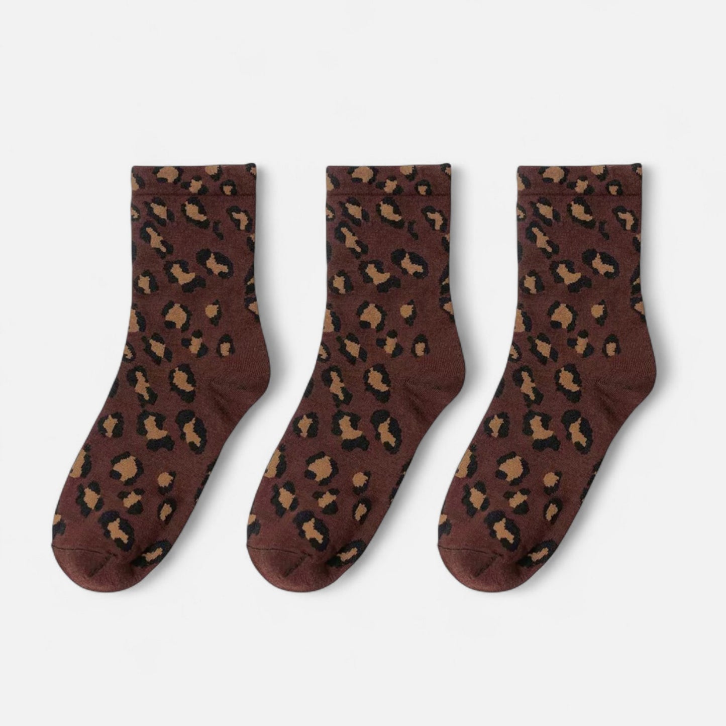 Anna-Kaci Women's 3-Pack Leopard Print Ankle Socks with Soft Knit Fabric and Allover Animal Pattern