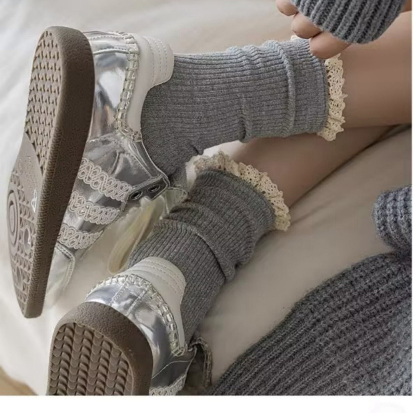 Anna-Kaci Women's 3-Pack Ribbed Crew Socks with Soft Plush Trim and Comfortable Stretch Knit Design