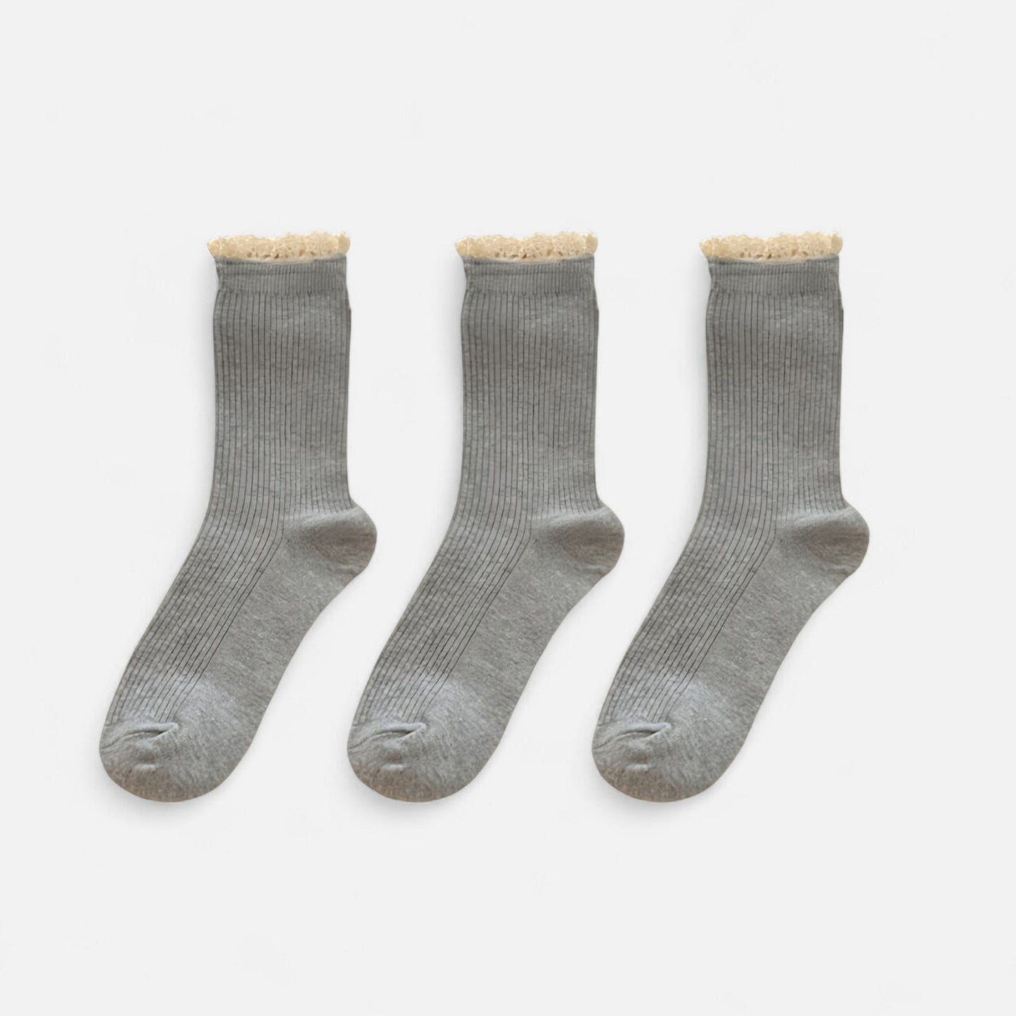 Anna-Kaci Women's 3-Pack Ribbed Crew Socks with Soft Plush Trim and Comfortable Stretch Knit Design