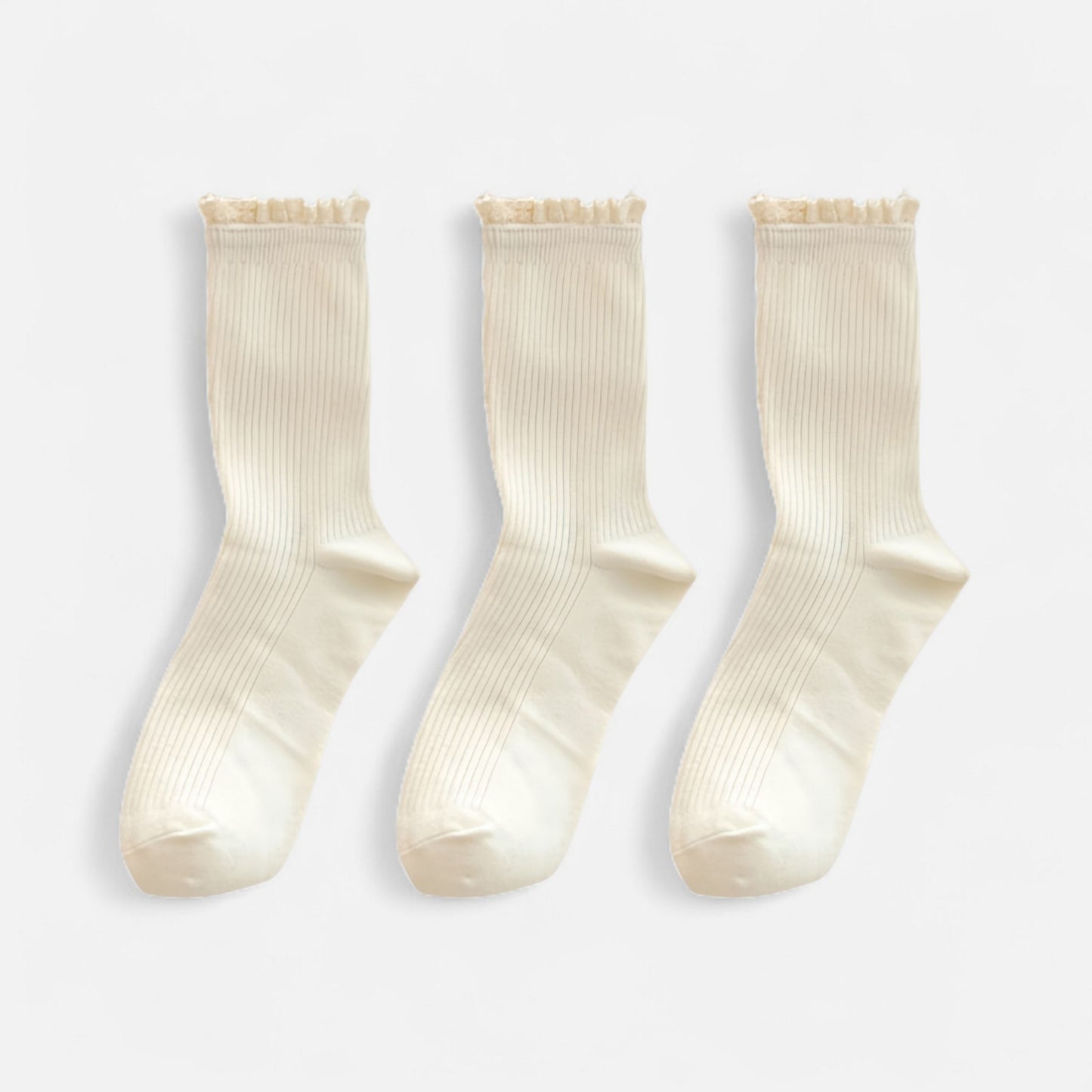 Anna-Kaci Women's 3-Pack Ribbed Crew Socks with Soft Plush Trim and Comfortable Stretch Knit Design