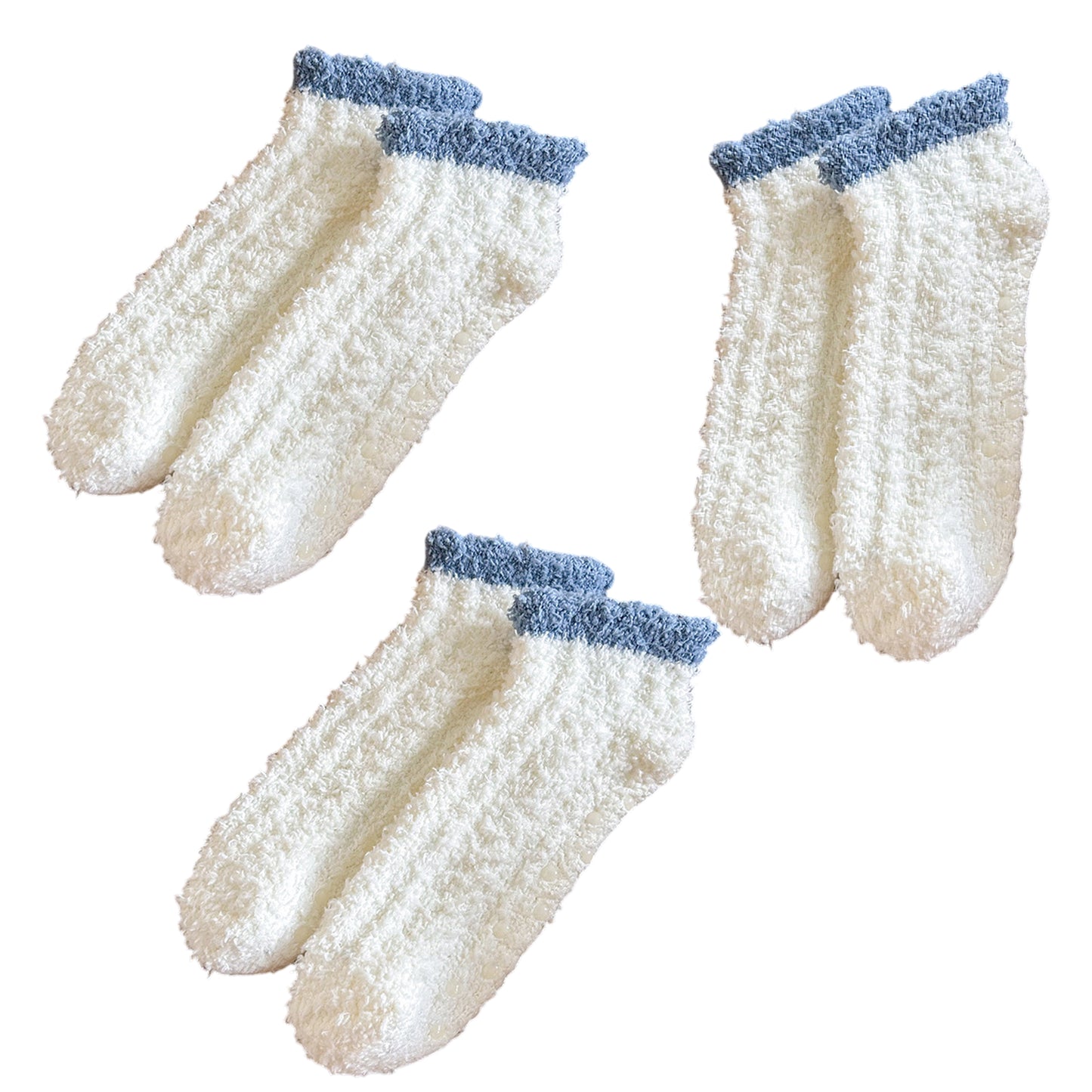 Anna-Kaci 3 Pairs Plush Anti-Slip Fuzzy Ankle Socks with Soft Cuff Trim