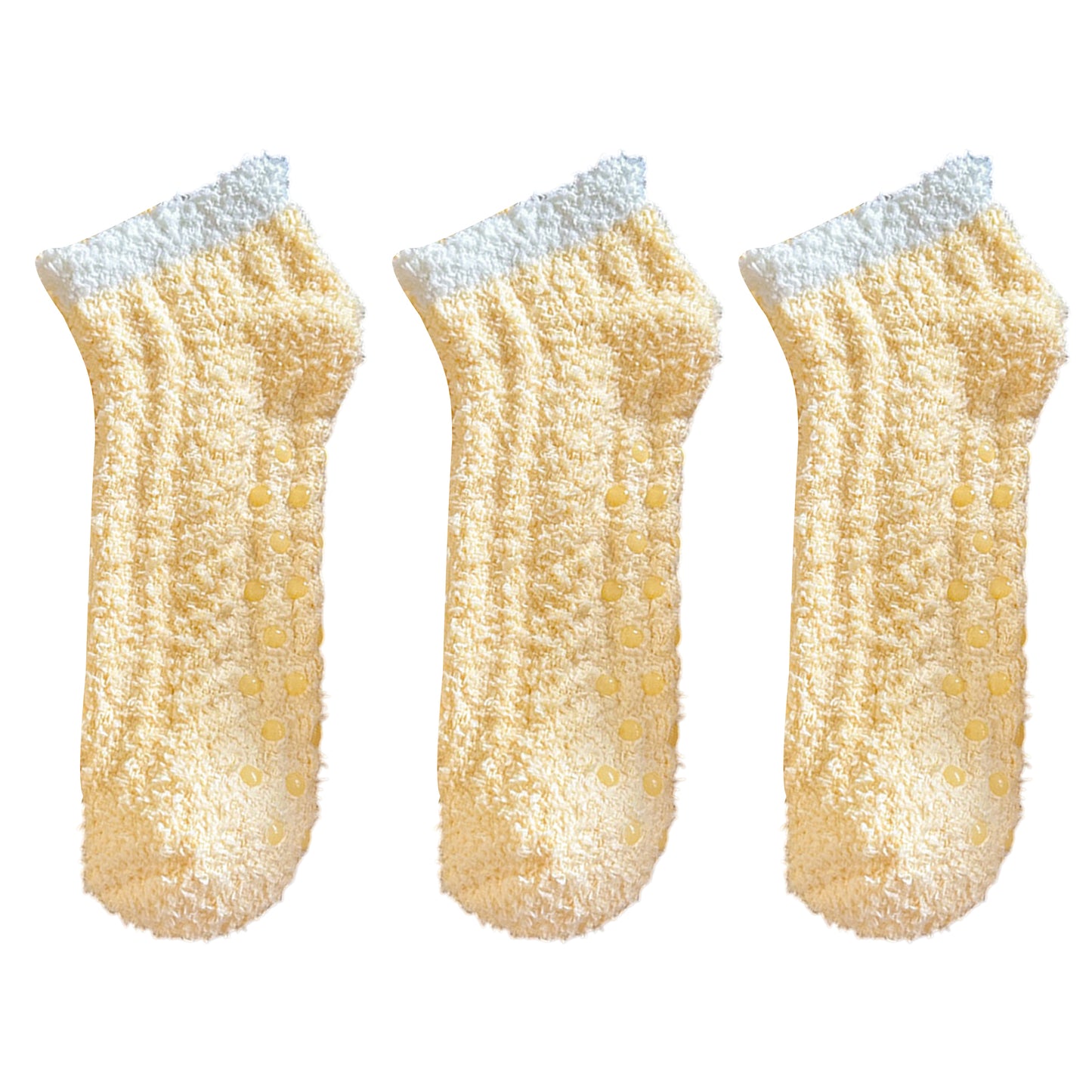 Anna-Kaci 3 Pairs Plush Anti-Slip Fuzzy Ankle Socks with Soft Cuff Trim