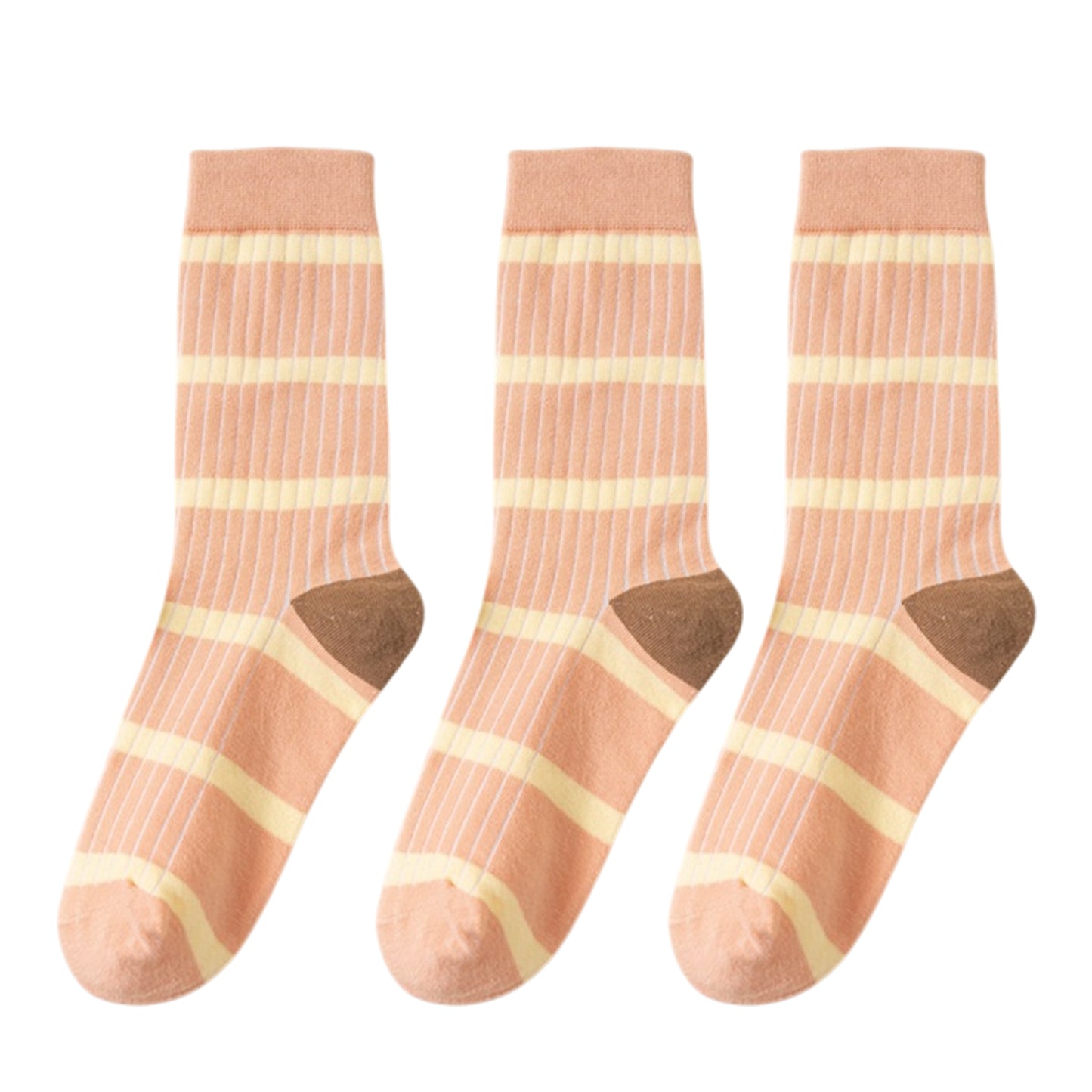 Anna-Kaci 3 Pairs Women's Mid-Calf Striped Casual Cotton Socks