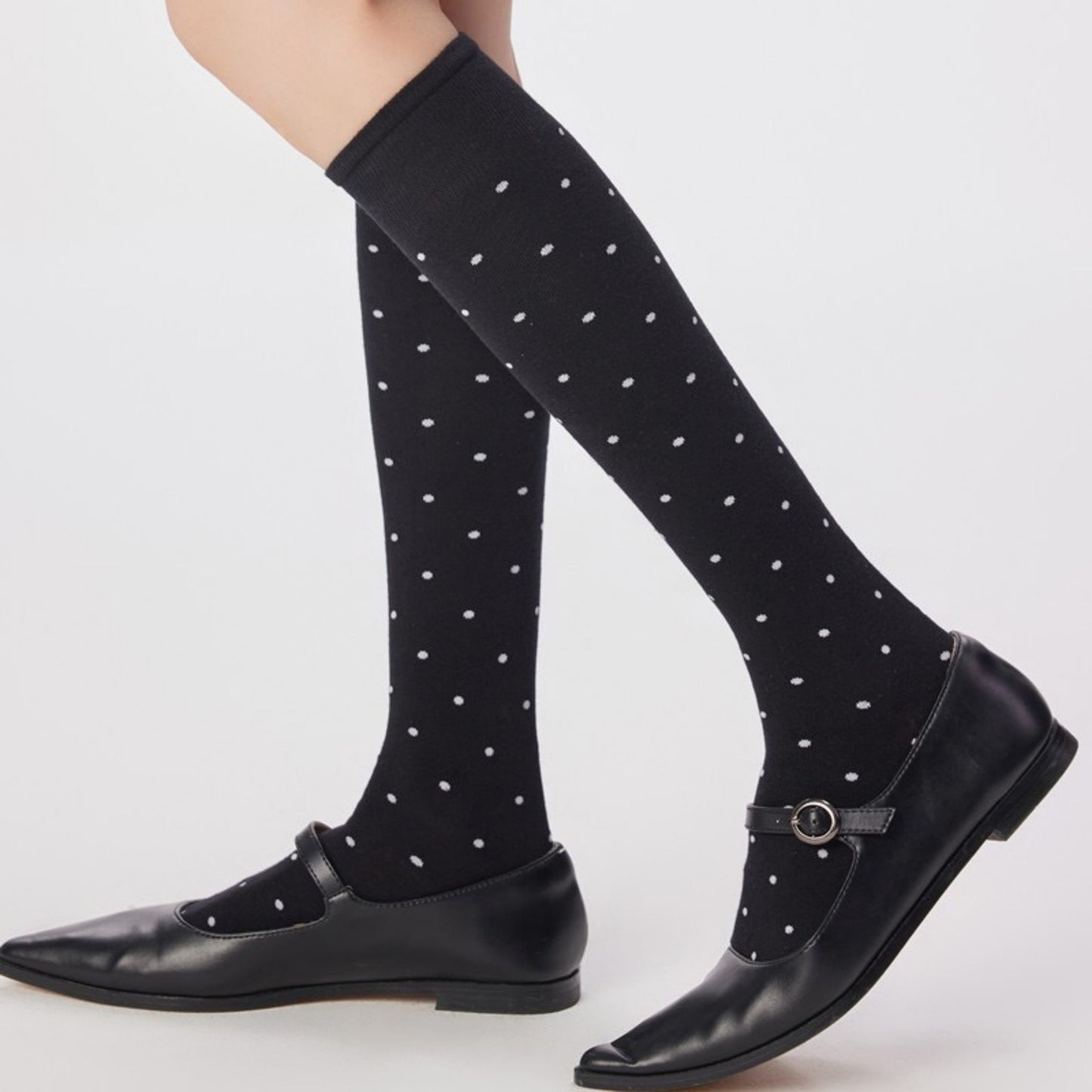 Anna-Kaci Women's 2-Pair Knee-High Socks with Classic Polka Dot Pattern Soft Stretch Fabric Perfect for Gifting and Everyday Wear