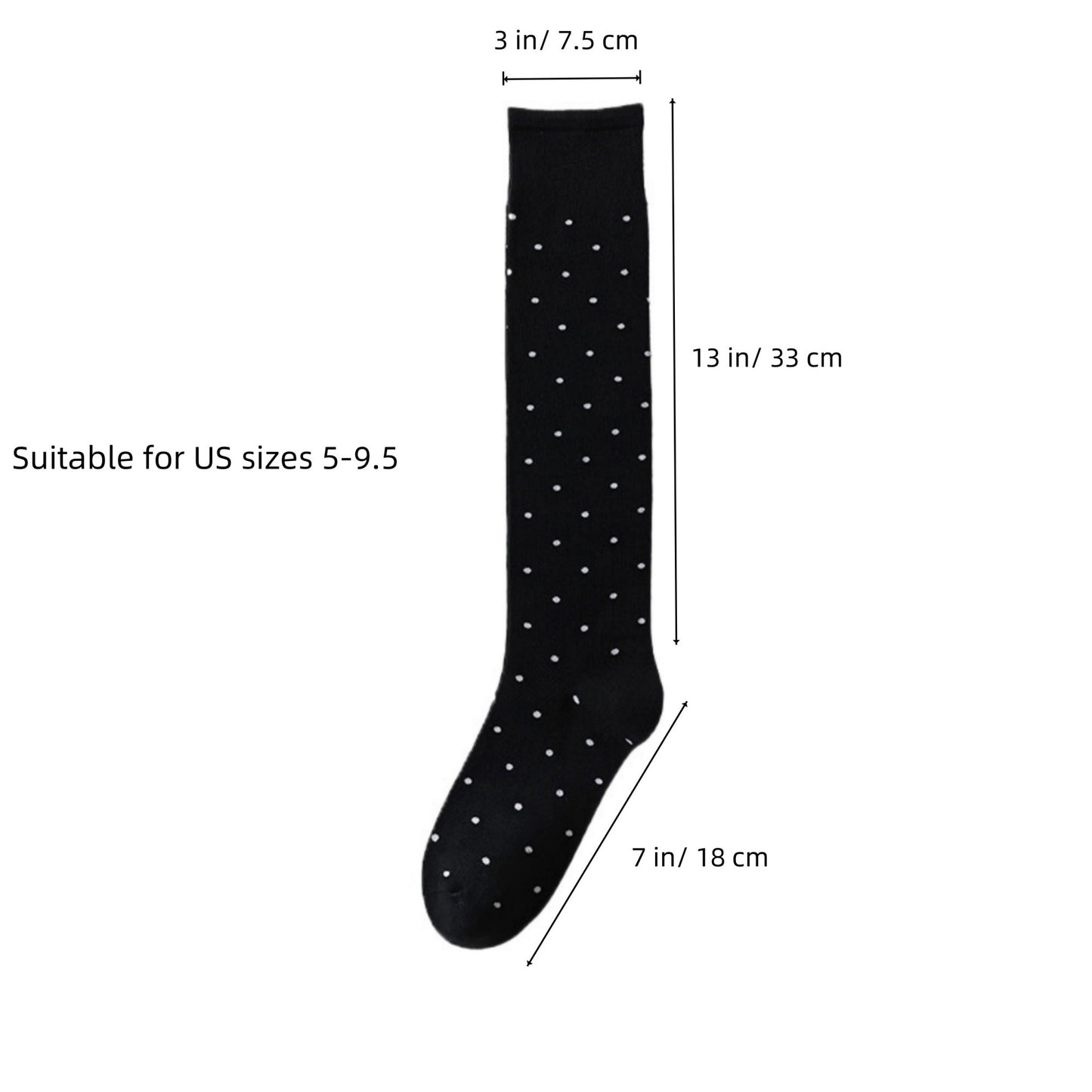 Anna-Kaci Women's 2-Pair Knee-High Socks with Classic Polka Dot Pattern Soft Stretch Fabric Perfect for Gifting and Everyday Wear