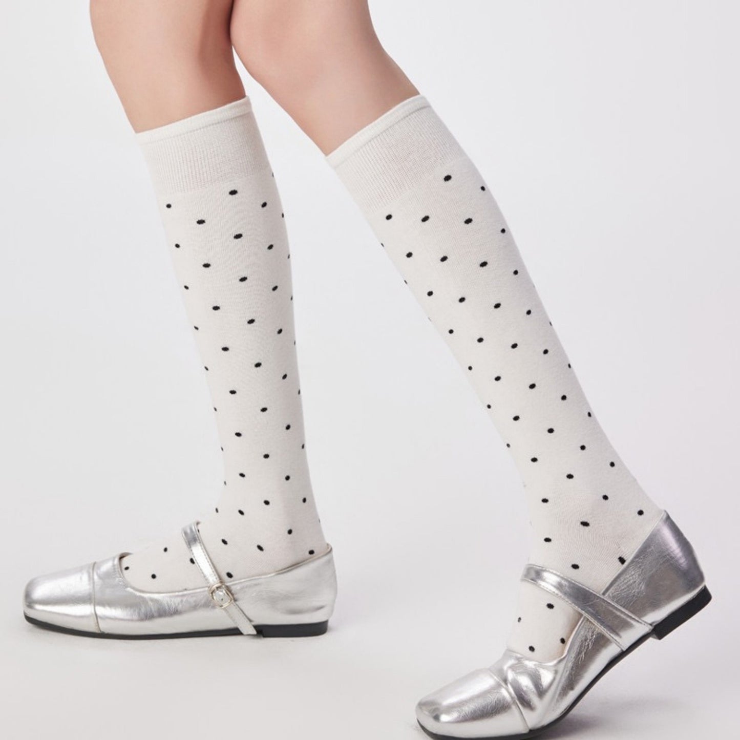 Anna-Kaci Women's 2-Pair Knee-High Socks with Classic Polka Dot Pattern Soft Stretch Fabric Perfect for Gifting and Everyday Wear