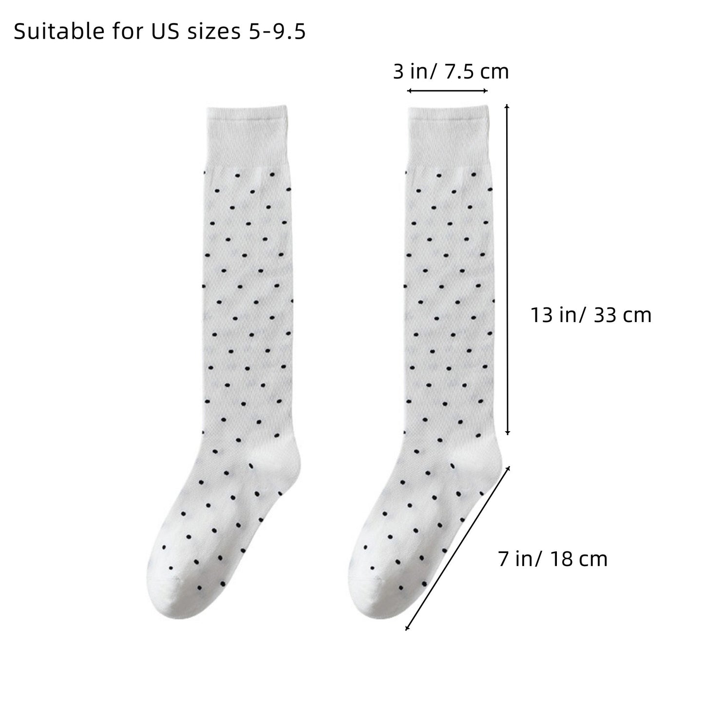 Anna-Kaci Women's 2-Pair Knee-High Socks with Classic Polka Dot Pattern Soft Stretch Fabric Perfect for Gifting and Everyday Wear