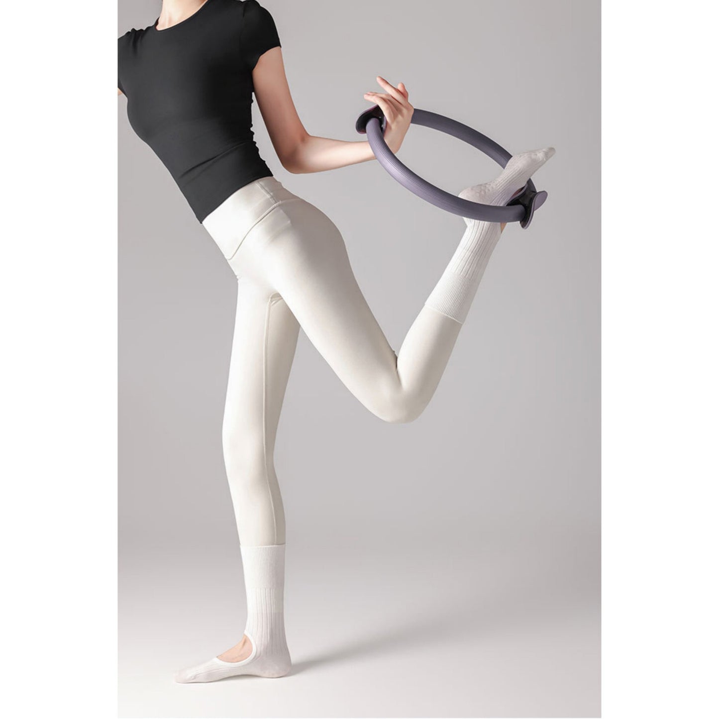 Anna-Kaci 2-Pair Non-Slip Pilates Socks with Open Instep Cutout and Ribbed Knit Design for Yoga, Barre, and Dance Workouts
