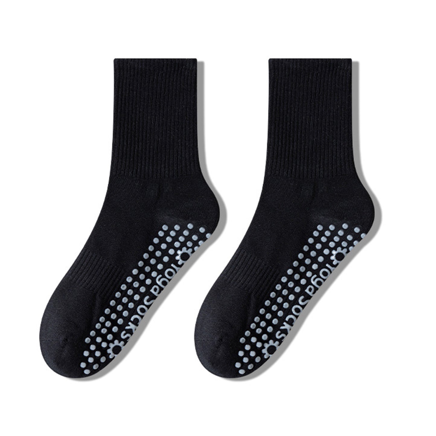 Anna-Kaci 2 Pairs Women's Yoga Non-Slip Crew Socks with Gripped Soles for Pilates and Home Workouts