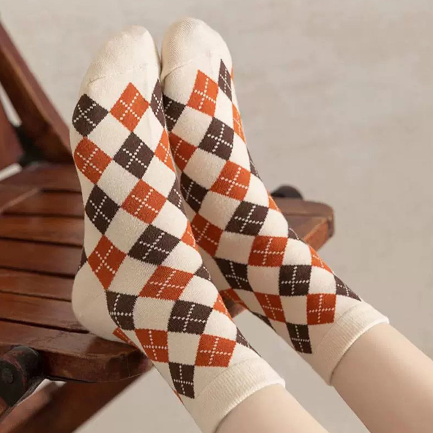Anna-Kaci Women's 3-Pair Cotton Crew Socks Set with Checkered and Flower Textured Knit Patterns