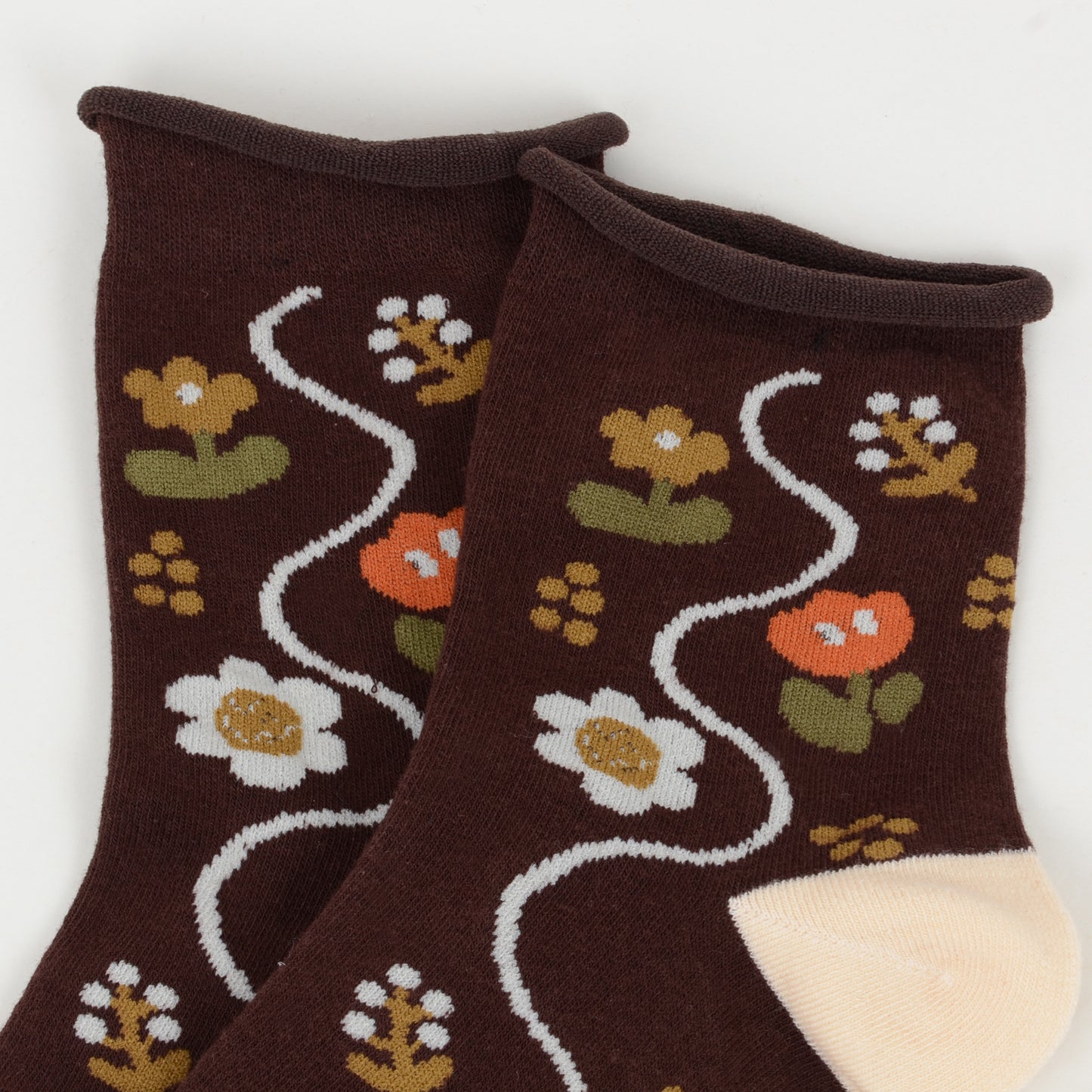 Anna-Kaci Women's 3-Pair Cotton Crew Socks Set with Checkered and Flower Textured Knit Patterns