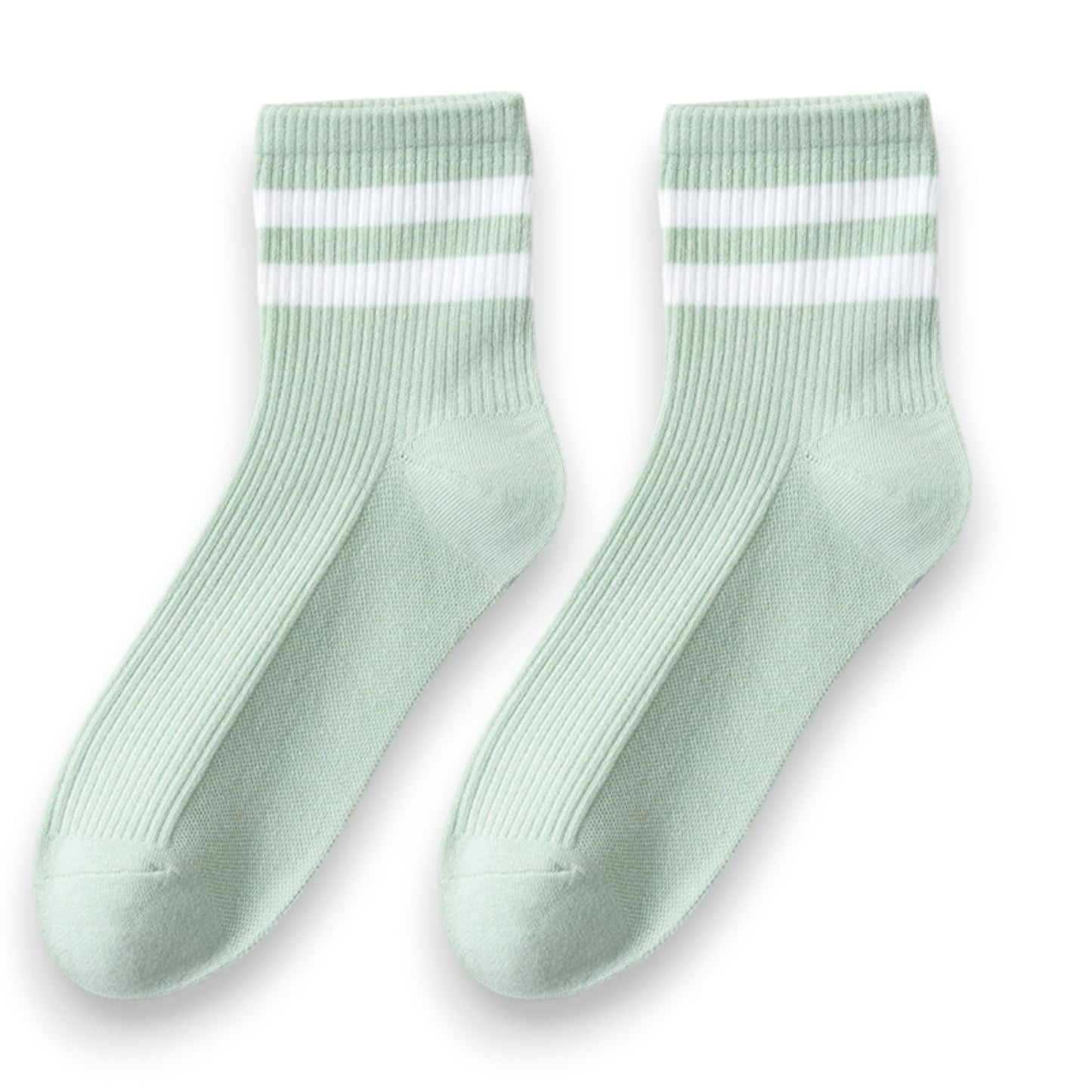 Anna-Kaci Women's 3-Pair Antibacterial and Breathable Ribbed Ankle Socks with Double Stripe Cuffs