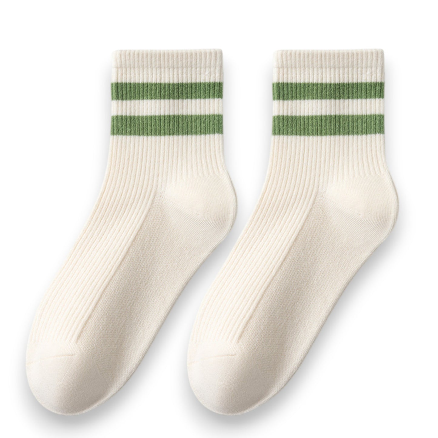 Anna-Kaci Women's 3-Pair Antibacterial and Breathable Ribbed Ankle Socks with Double Stripe Cuffs